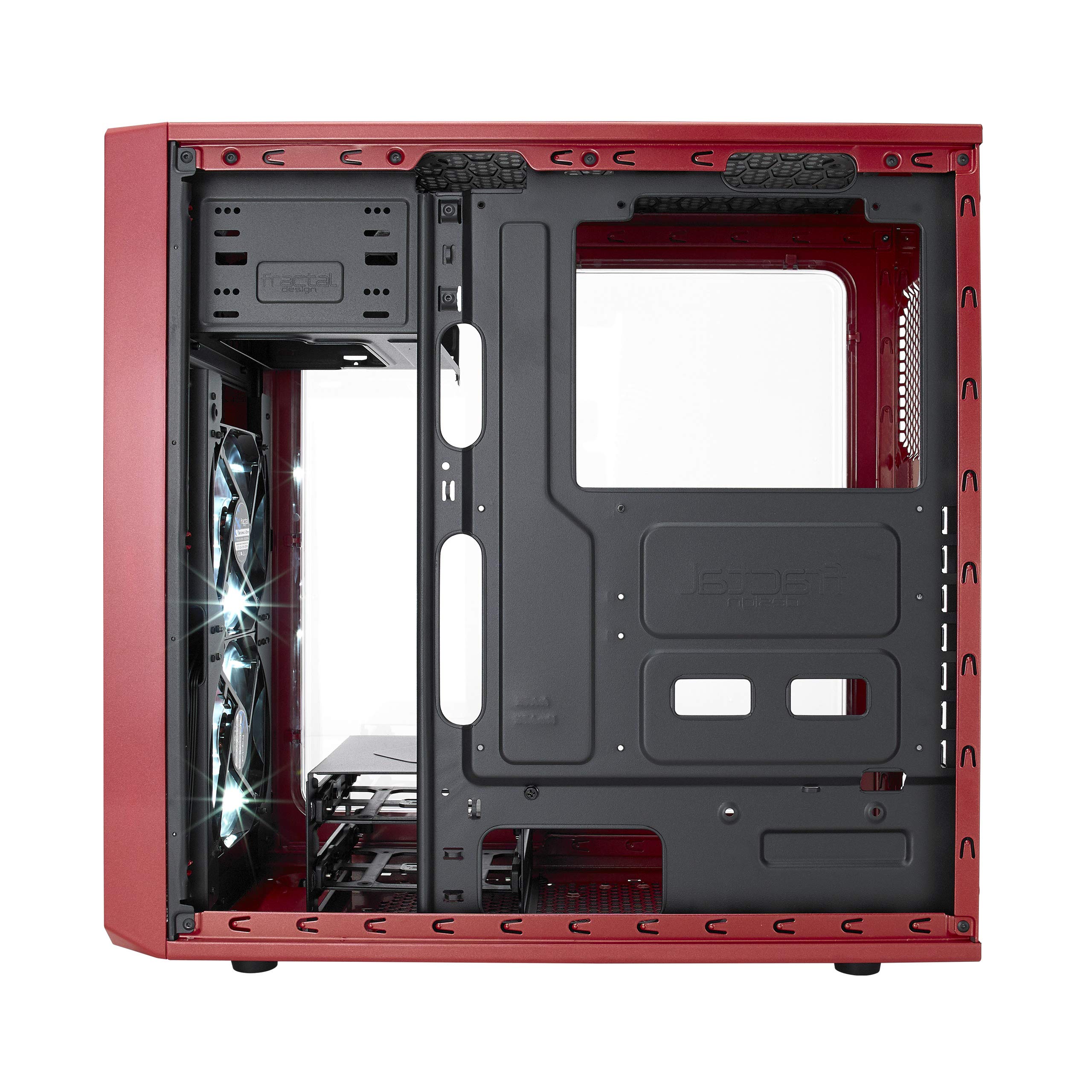 Fractal Design Focus G Mid Tower ATX Computer Case - High Airflow Gaming PC Case with 2X Silent LL Series 120mm White LED Fans, USB 3.0 & Window Side Panel (Red) - Perfect for Gaming Rigs & High-Performance PC Builds