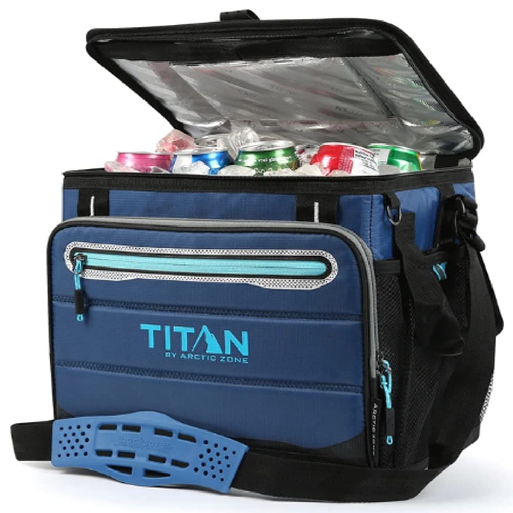 Titan 1330878 Portable Fridge - 40 Can Capacity with Ice Storage, 5-Layer Insulation Technology, 2-Day Ice Retention, Blue - Perfect for Camping, Road Trips, and Outdoor Adventures