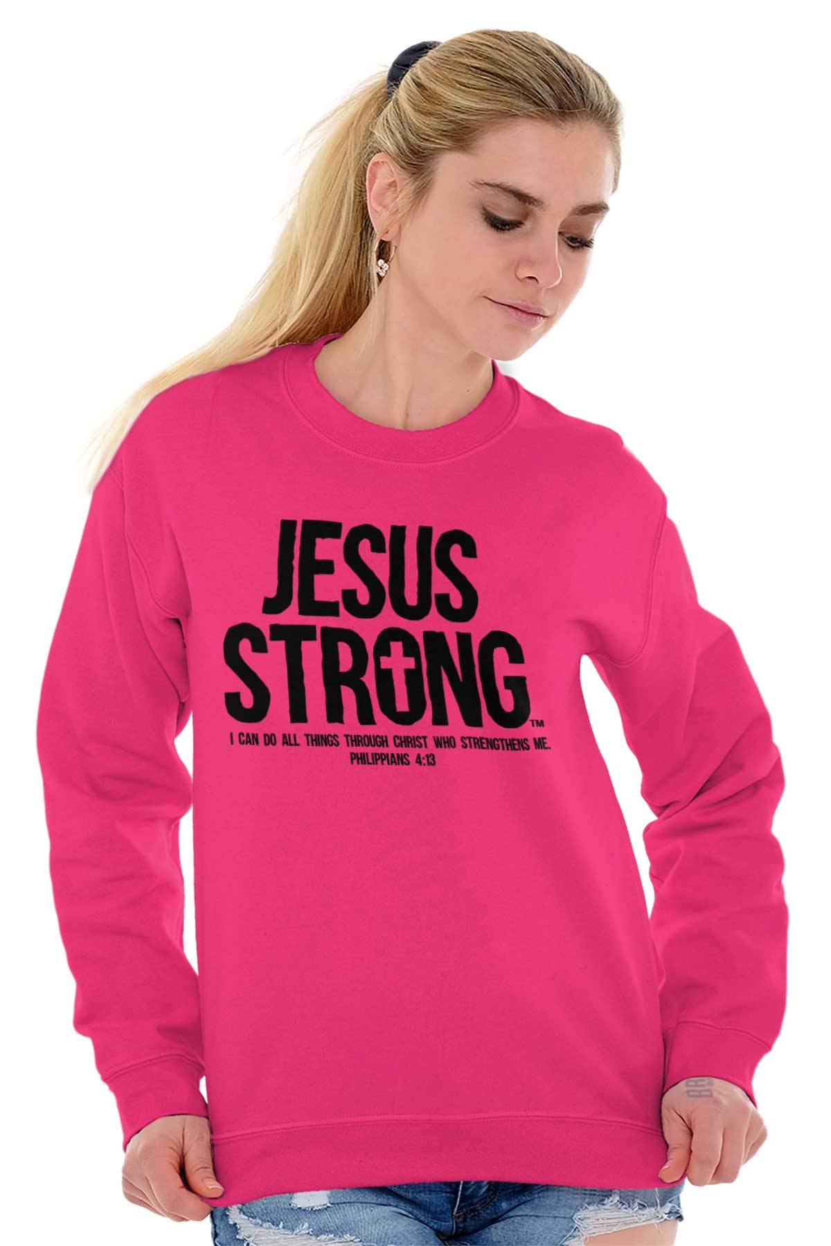 Jesus Strong Philippians 4:13 Christian Bible Verse Sweatshirt for Men & Women - Comfortable Faith Apparel for Church, Bible Study & Daily Inspiration
