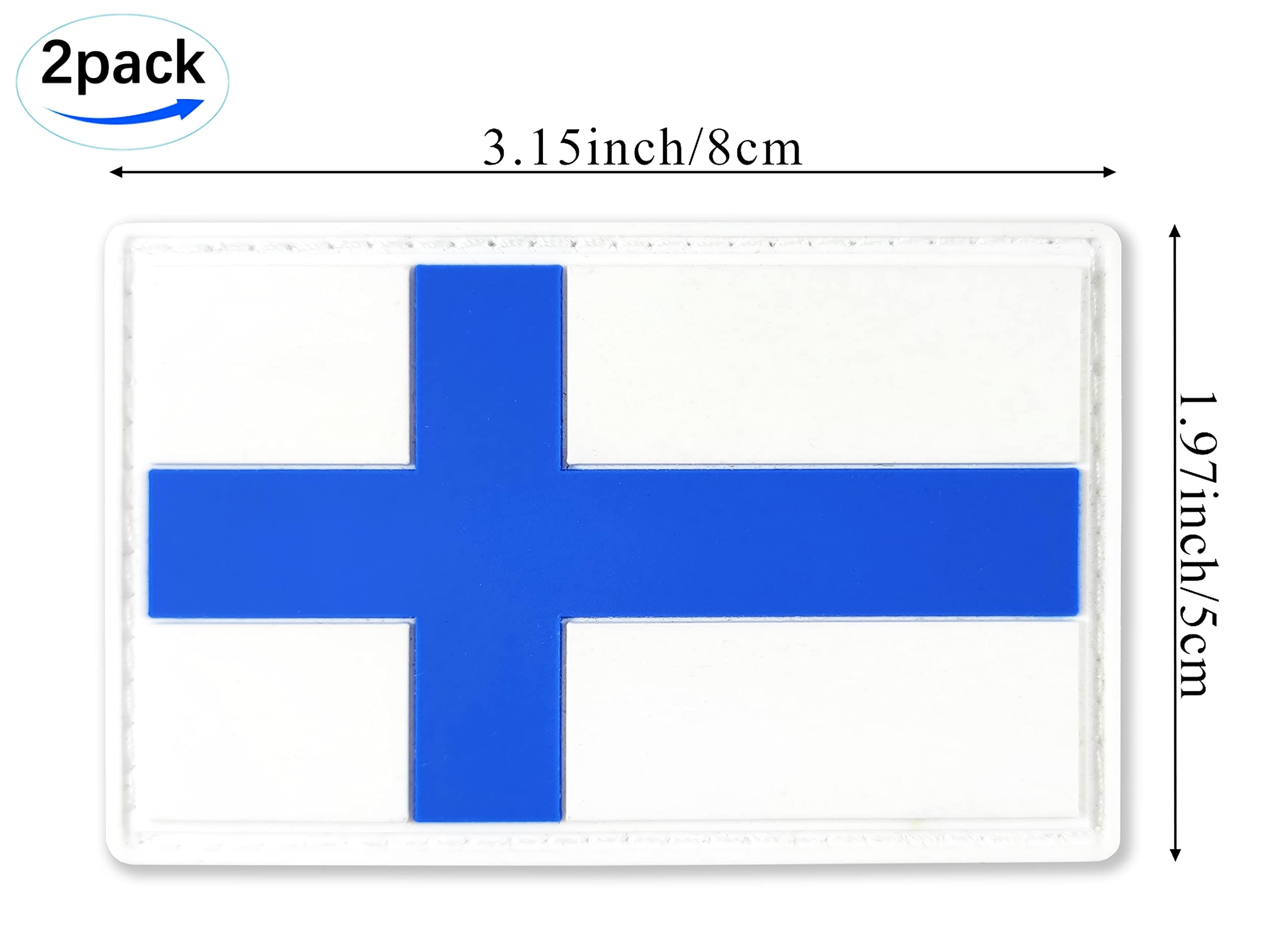 JBCD Finland Flag Patch - Finnish Finn Tactical PVC Rubber Hook & Loop Fastener Patch (2 Pack) - Perfect for Military Gear, Backpacks & Outdoor Equipment