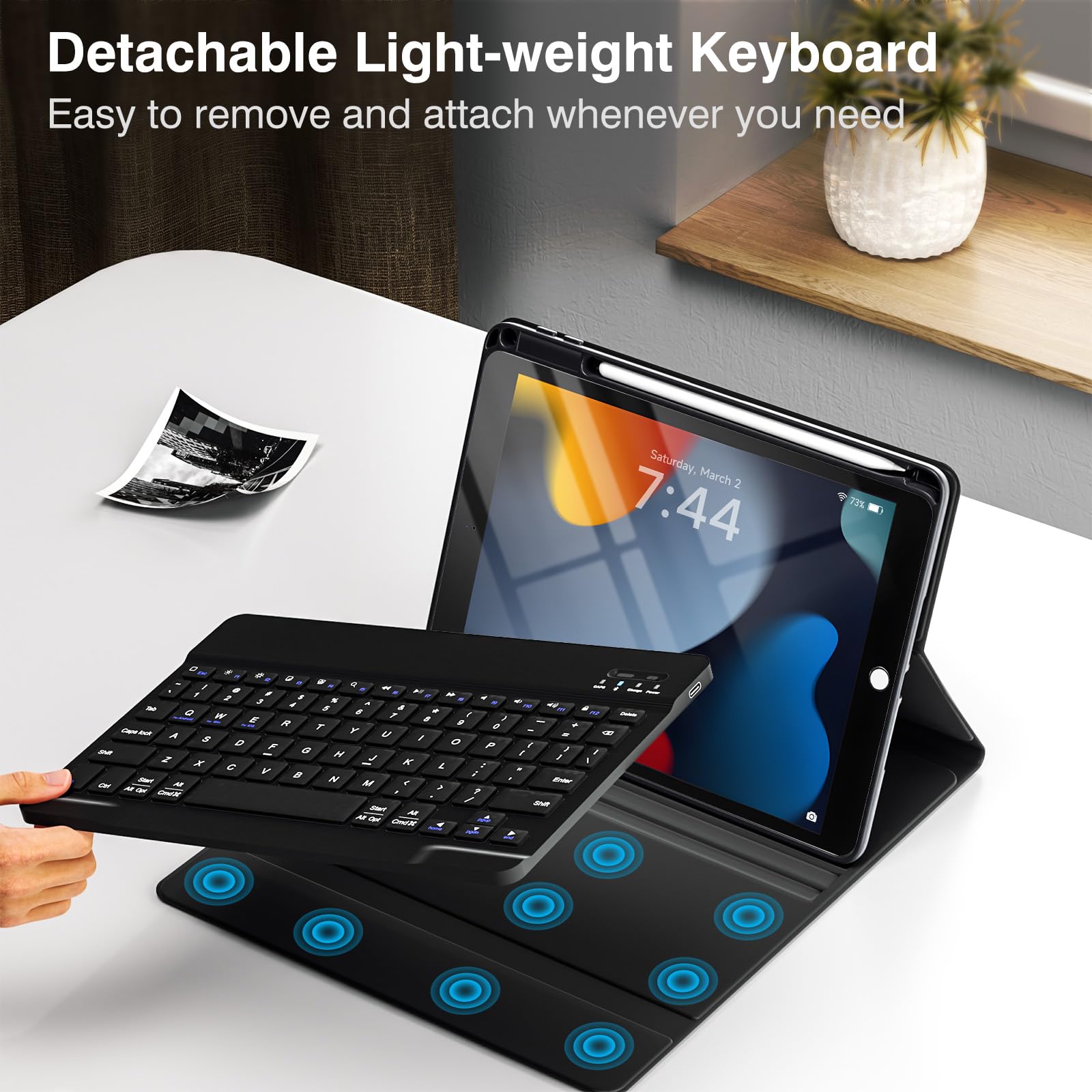 OYEEICE Wireless Detachable Keyboard Case for iPad 9th/8th/7th Gen 10.2