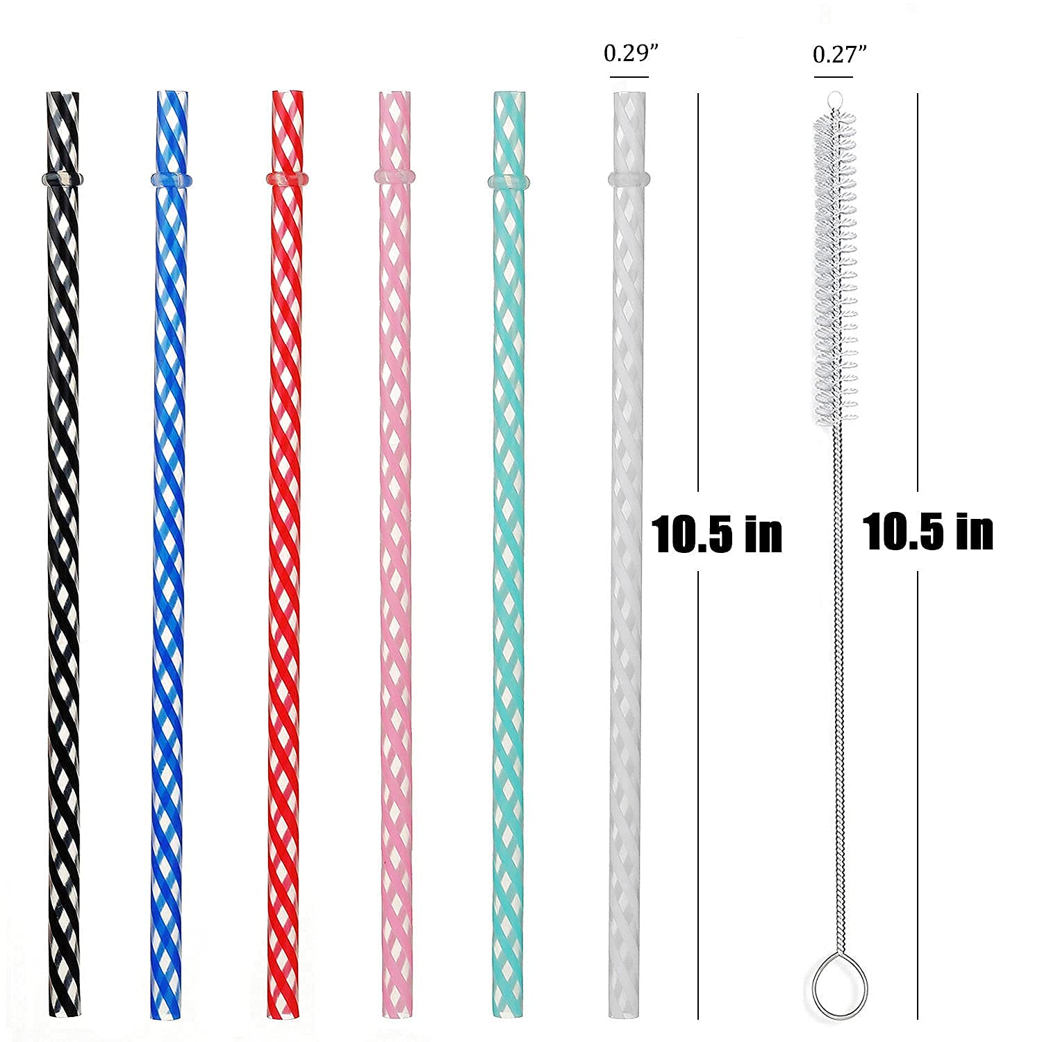 ALINK 55 Reusable Plastic Straws + 12 Extra Long Black Straws - Eco-Friendly Drinking Straws for Smoothies, Cocktails, and Iced Beverages at Home or Parties