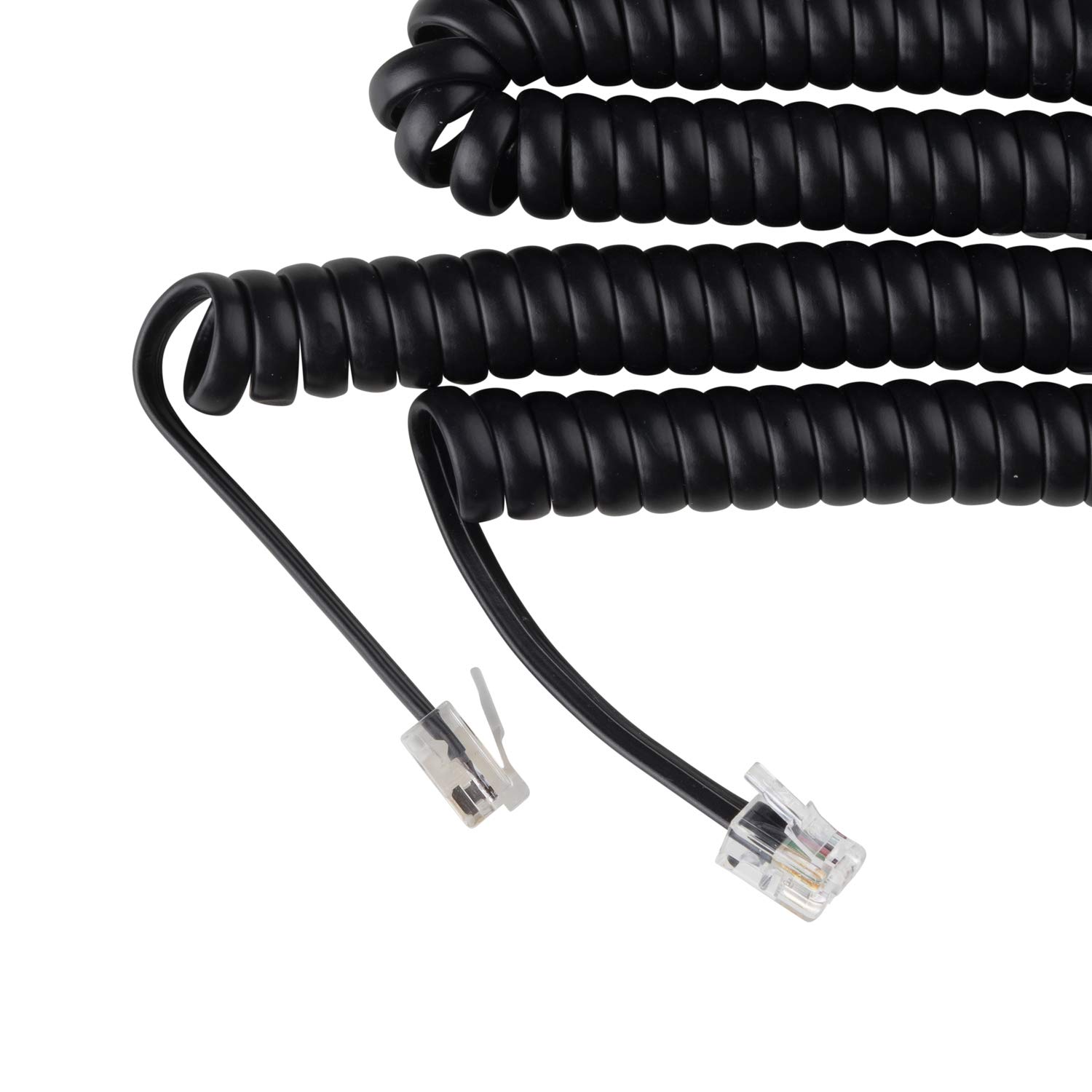 iSoHo Phones: 15ft Black Spiral Telephone Cord for Landline Phones - Tangle-Free Handset Cable with Crystal Clear Sound | Perfect for Home Office, Business, and Conference Room Use