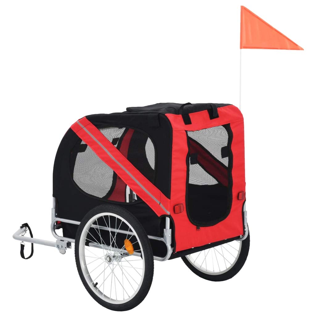 Festnight Foldable Dog Bike Trailer with Breathable Mesh Windows & Safety Flag - Suspension Pet Bicycle Carrier for Small to Medium Dogs & Cats - Perfect for Cycling Adventures, Park Trips & Outdoor Exercise with Your Pet