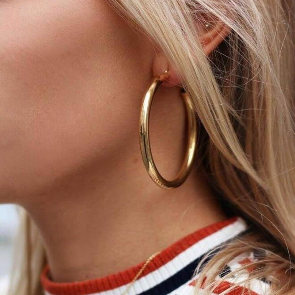 Bohemian Gold Tube Hoop Earrings - Large Lightweight Circle Earrings for Women | Fashion Jewelry for Everyday Wear & Special Occasions