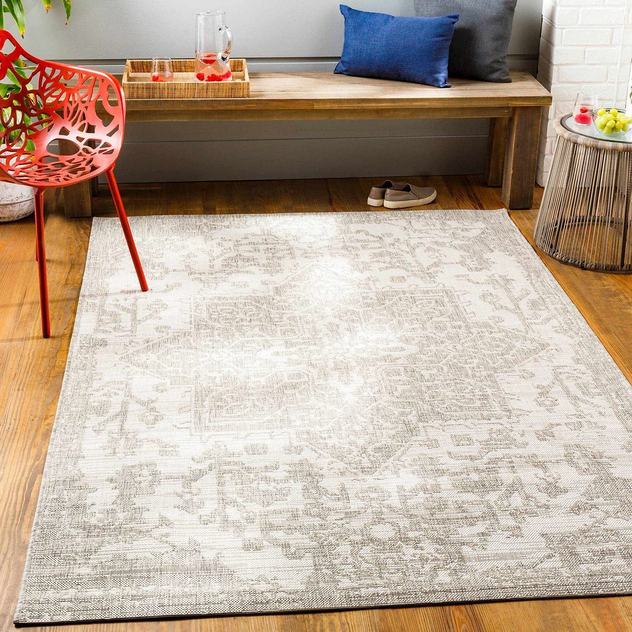 Mark&Day 5x7 Appelscha Traditional Taupe Area Rug - Indoor/Outdoor Beige Carpet for Living Room, Bedroom, Kitchen - Perfect for Patio, Deck & High Traffic Areas (5'3