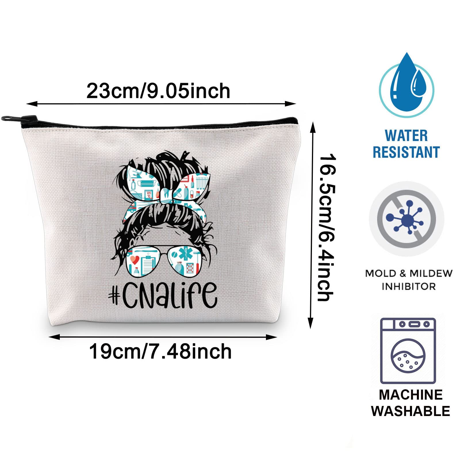Certified Nursing Assistant Gift - CNA Graduation Zipper Makeup Bag for Nursing School - Off White Cosmetic Pouch - Perfect for CNA Life, Work & Travel Essentials