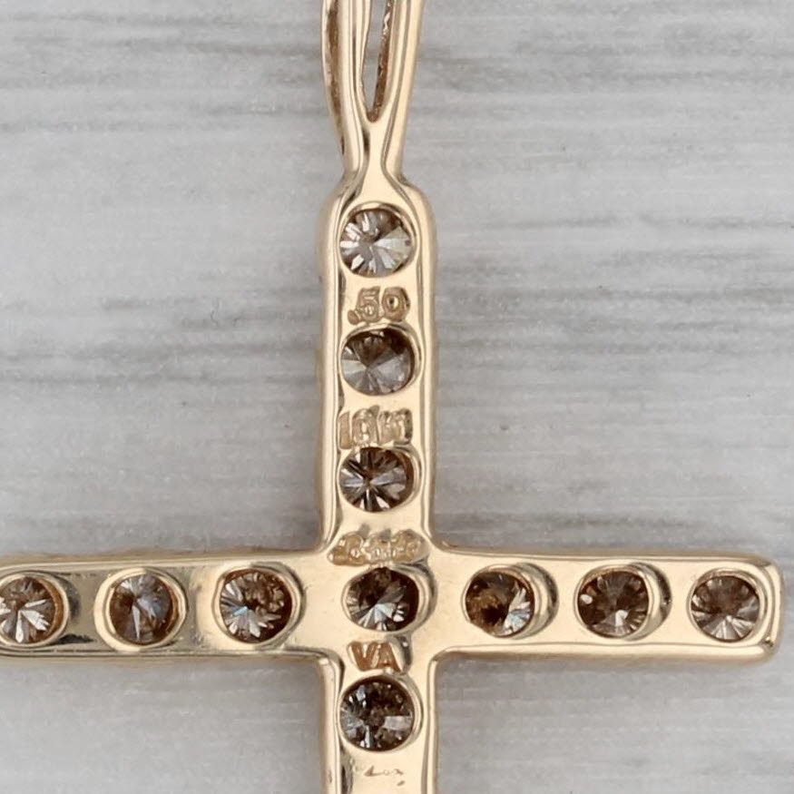 0.48ctw Diamond Cross Pendant in 10k Yellow Gold - Elegant Religious Jewelry for Women, Perfect for Baptism, Confirmation & Everyday Wear