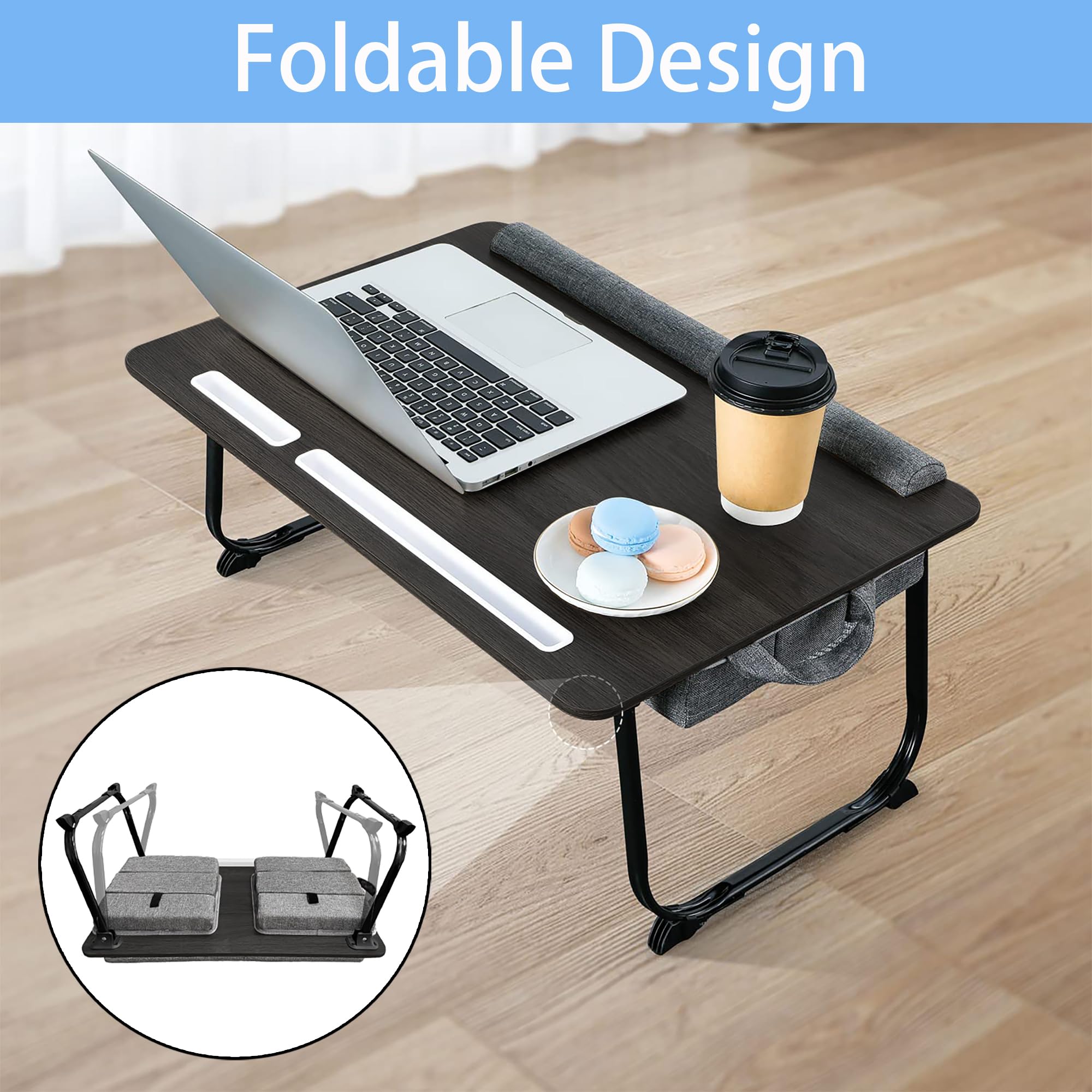 Ergonomic Lap Desk for Laptop with Memory Foam Cushion - Adjustable Portable Laptop Tray for Bed, Couch & Office Use - Fits 15-17 Inch Laptops - Foldable Design with Tablet Slot, Phone Holder, Mouse Pad & Wrist Support - Perfect for Remote Work, Gaming & Home Study