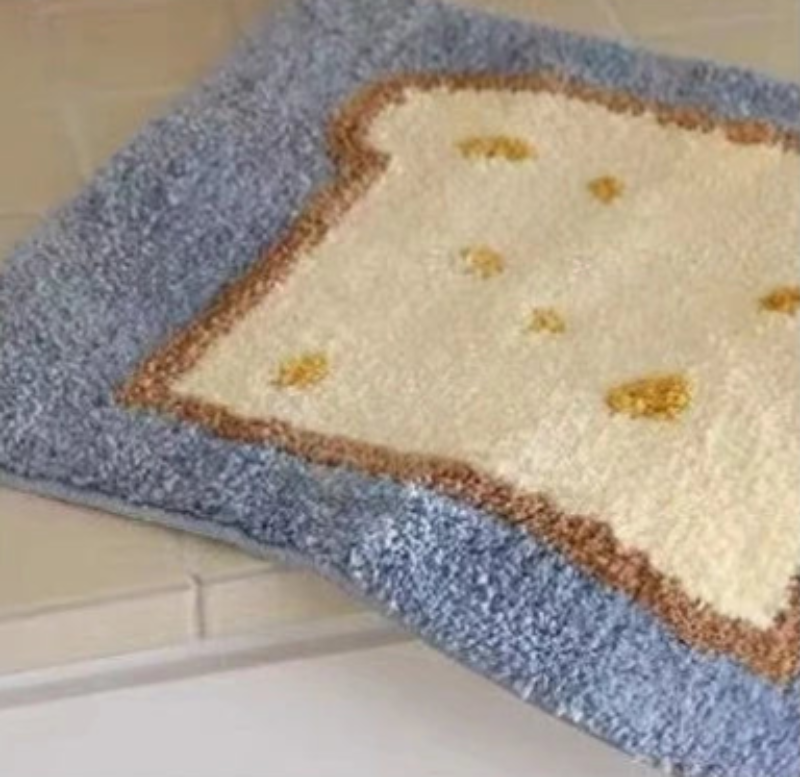 Non-Slip Cartoon Butter & Toast Floor Mat - Soft Kitchen Rug for Kids Playroom, Dining Area, and Bathroom Safety