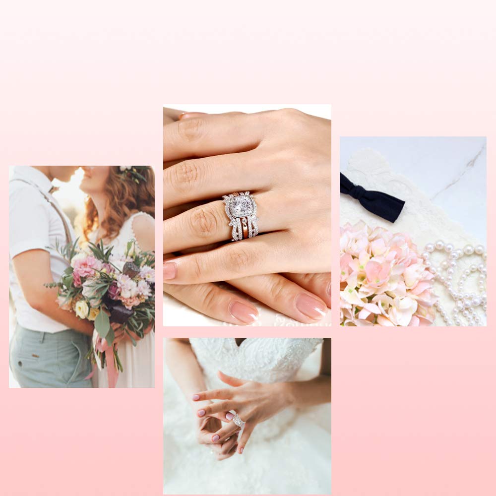 Jeulia Two Tone Interchangeable Rings - Rose Gold Plated & Sterling Silver Halo Round Cut Twisted Bridal Set for Engagement, Wedding & Anniversary - Perfect for Proposals, Bridal Jewelry & Romantic Gifts