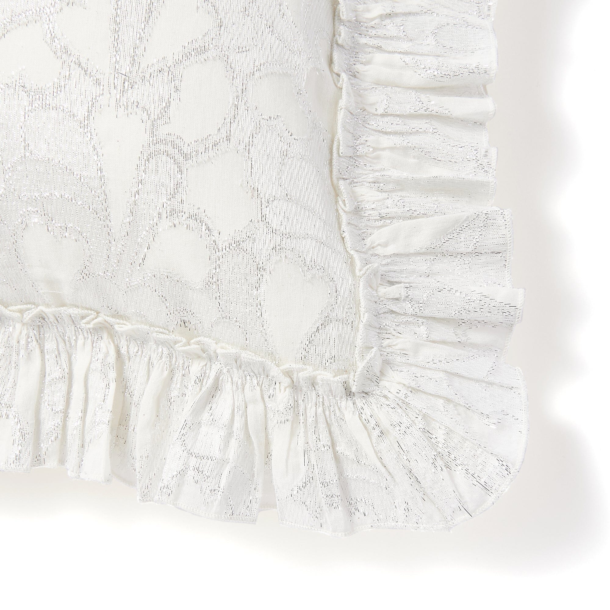 Jacquard Heart Cushion Cover 18x18 Inches White and Silver - Elegant Home Decor for Sofa, Bedroom, Living Room, Valentine's Gift