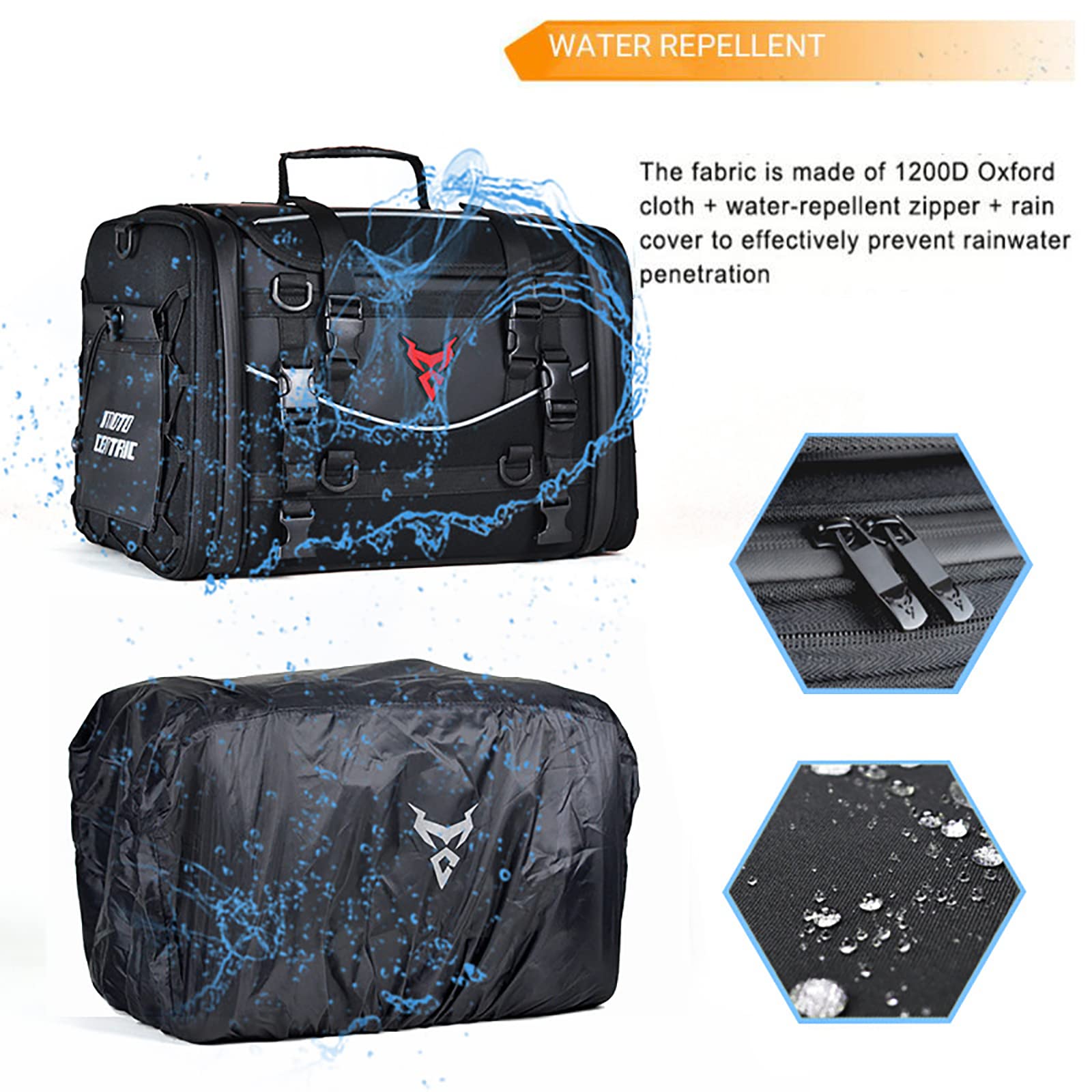 Waterproof Motorcycle Tail Bag - High Capacity Rear Seat Storage Bag with Multifunction Pockets | Durable Motorbike Luggage for Commuting, Travel & Adventure Rides