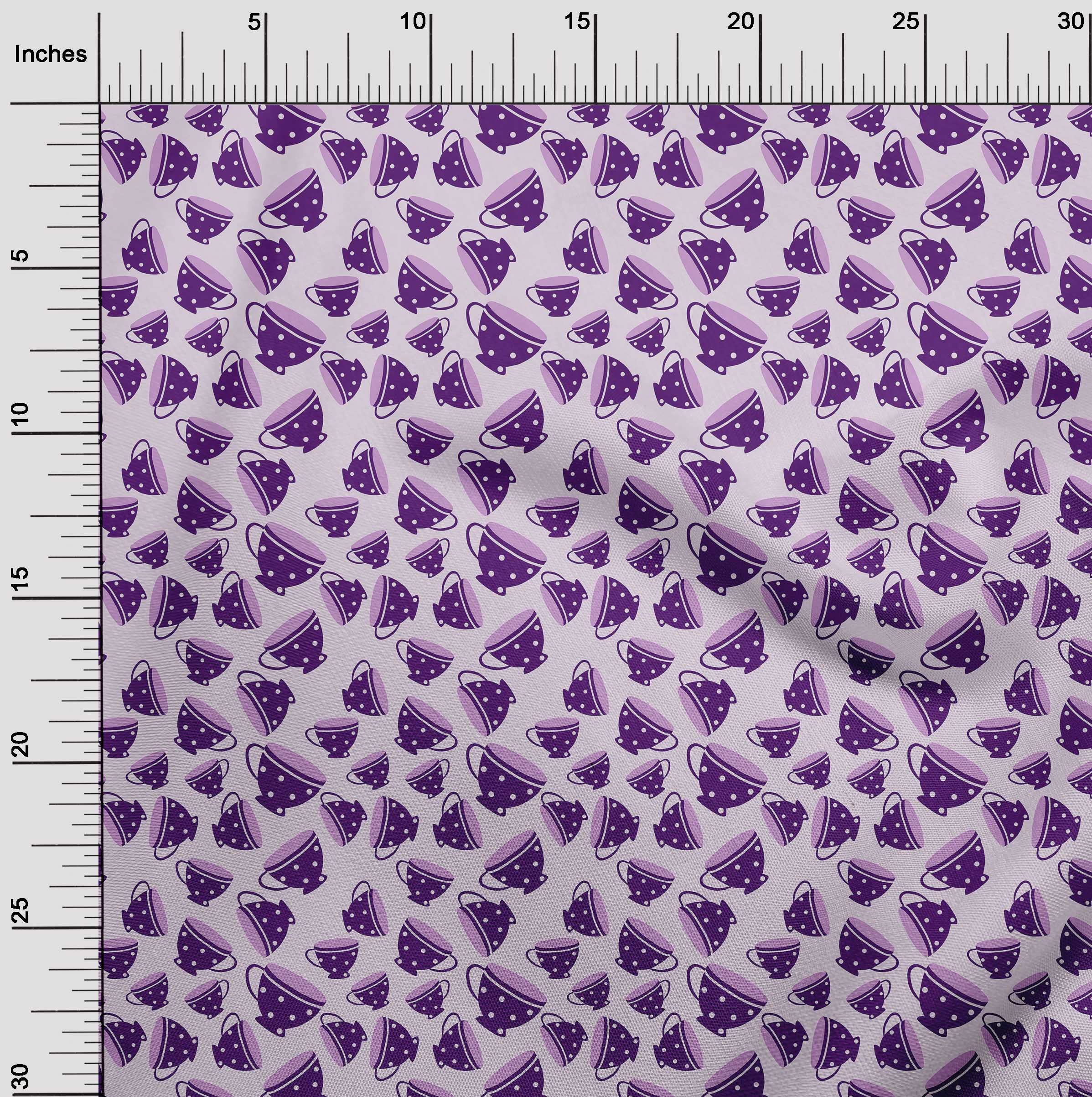 oneOone Rayon Purple Fabric - 56 Inch Wide by The Yard for DIY Sewing, Tea Cups, Utensils & Crafts | Soft Material for Quilting, Apparel & Home Decor Projects