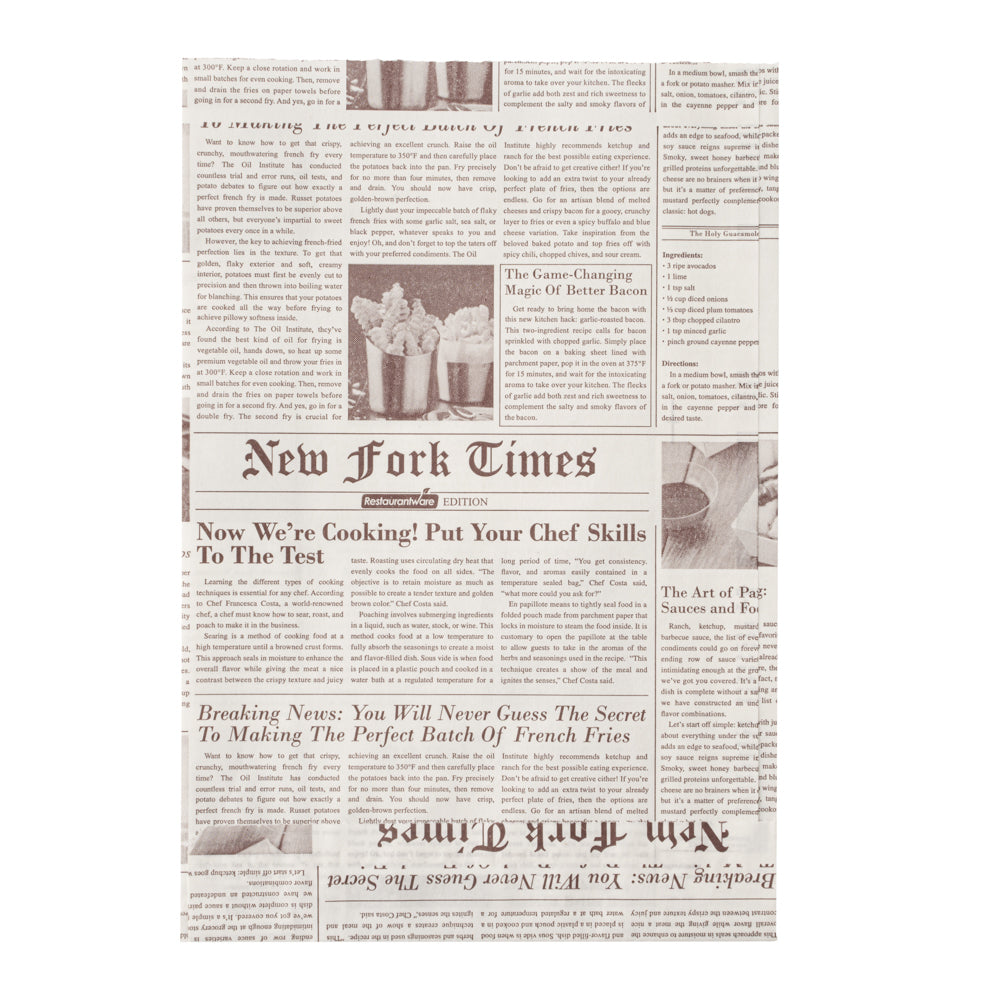 Eco-Friendly Sepia Newsprint French Fry & Snack Bags - 4.25
