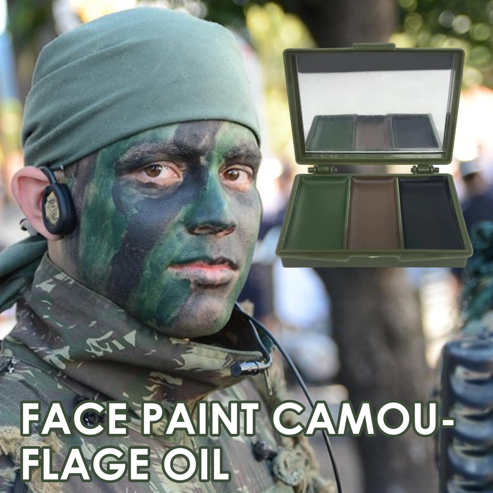 Camouflage Face Makeup & Paint - Long Lasting Multicolor Hunting Face Paint with Mirror, Waterproof Body Paint for Outdoor Activities, Hunting, Cosplay & Halloween