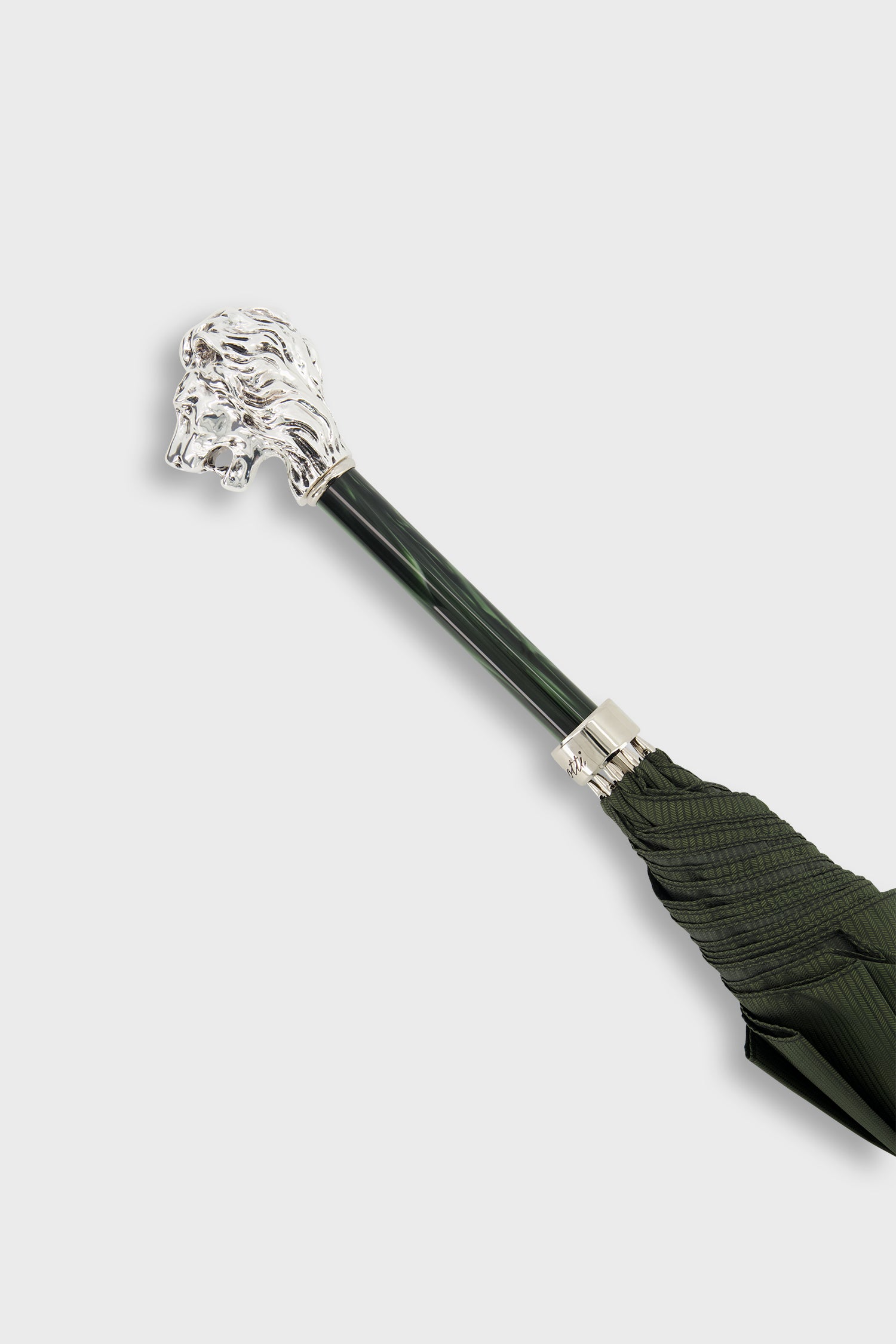 Pasotti Premium Green and Silver Lion Design Luxury Umbrella - Stylish and Durable for Rainy Days, Outdoor Events, and Fashion Accessories