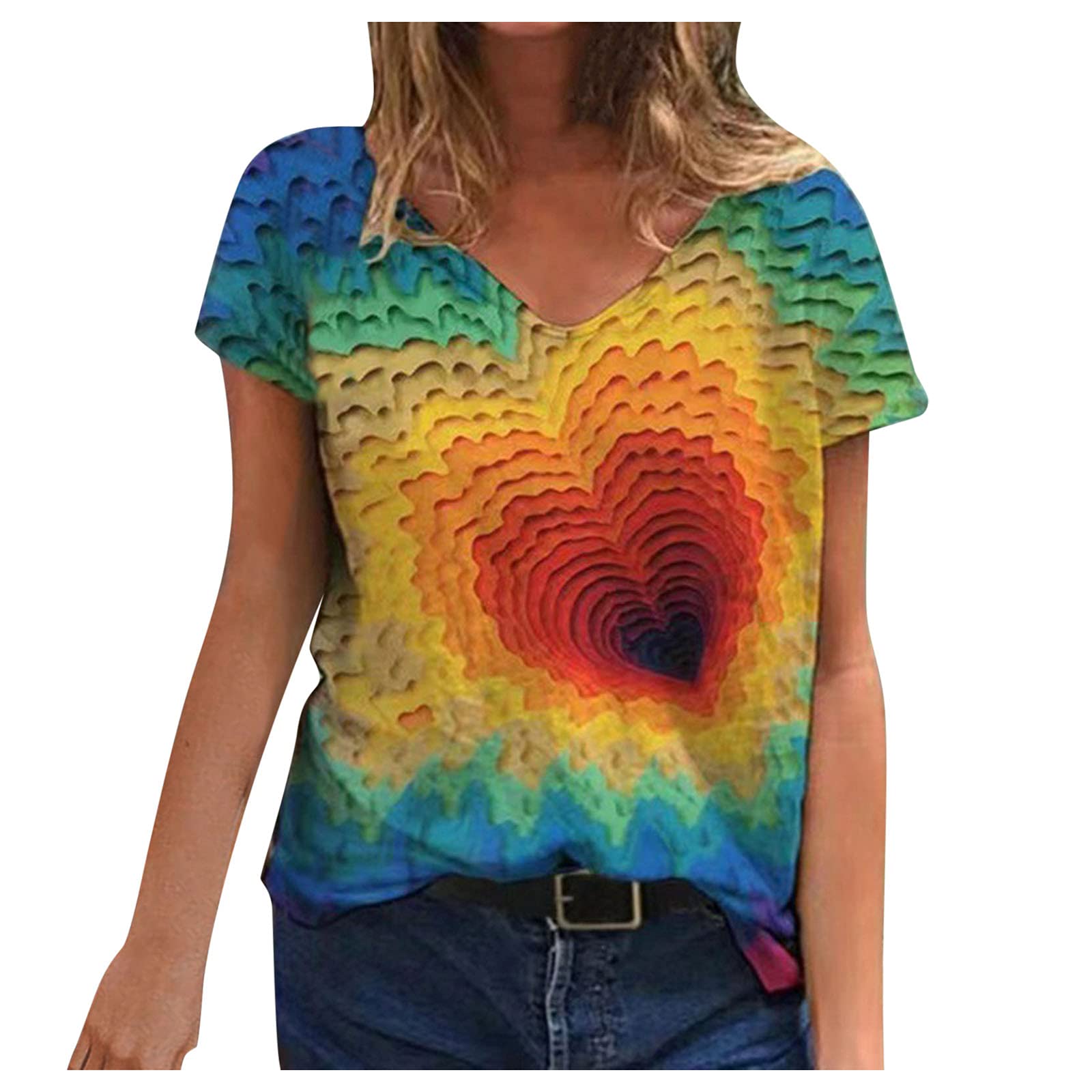 Women's Lace Short Sleeve V-Neck T-Shirt - Breathable Summer Casual Loose Fit Blouse for Women | Perfect for Beach Outings, Date Nights & Summer Vacations
