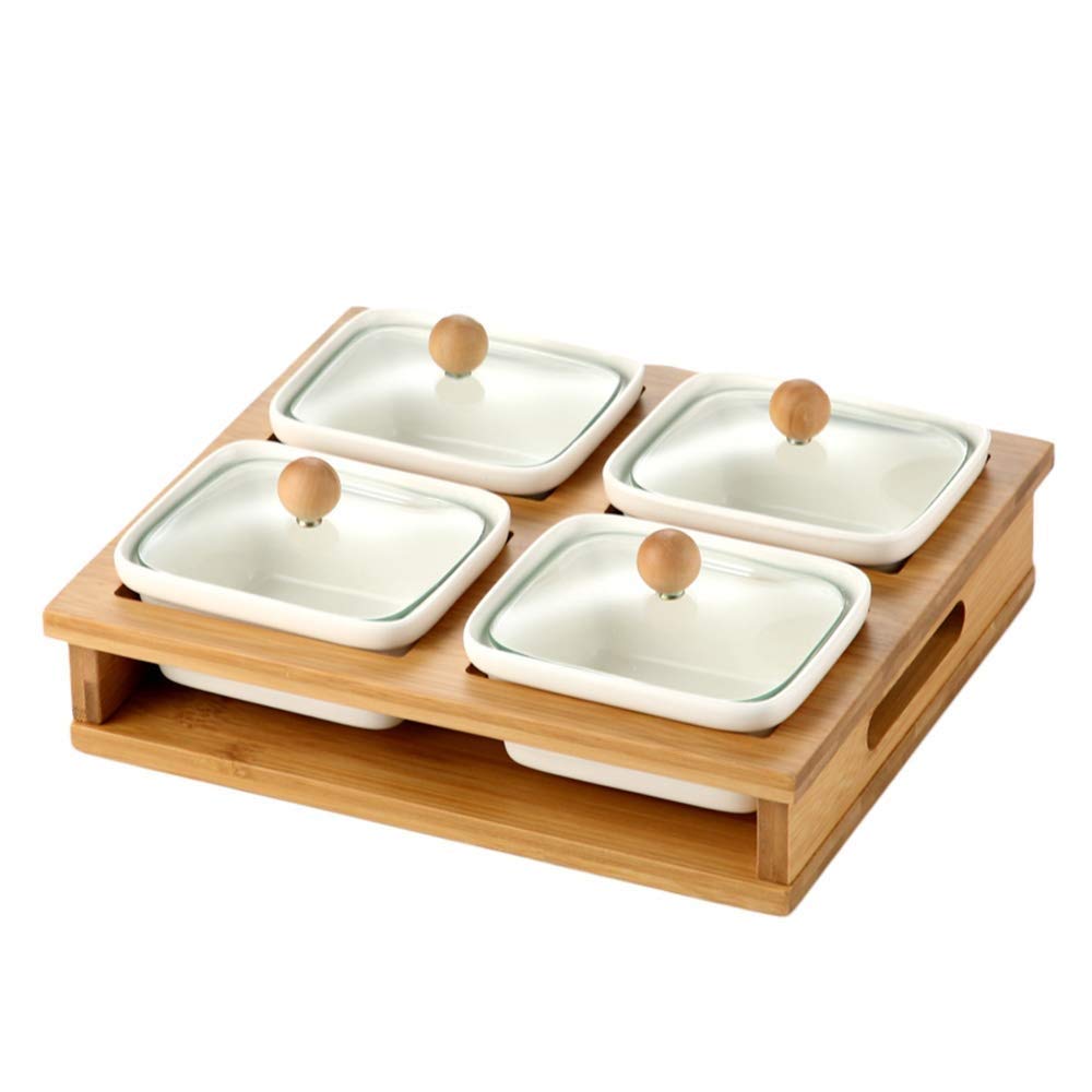 6-Compartment Plastic Food Storage Container with Lid - Fruit Tray, Candy & Nut Serving Dish, Divided Camping Snack Plate - Perfect for Picnics, Parties, and Lunch Organizing (Size A)