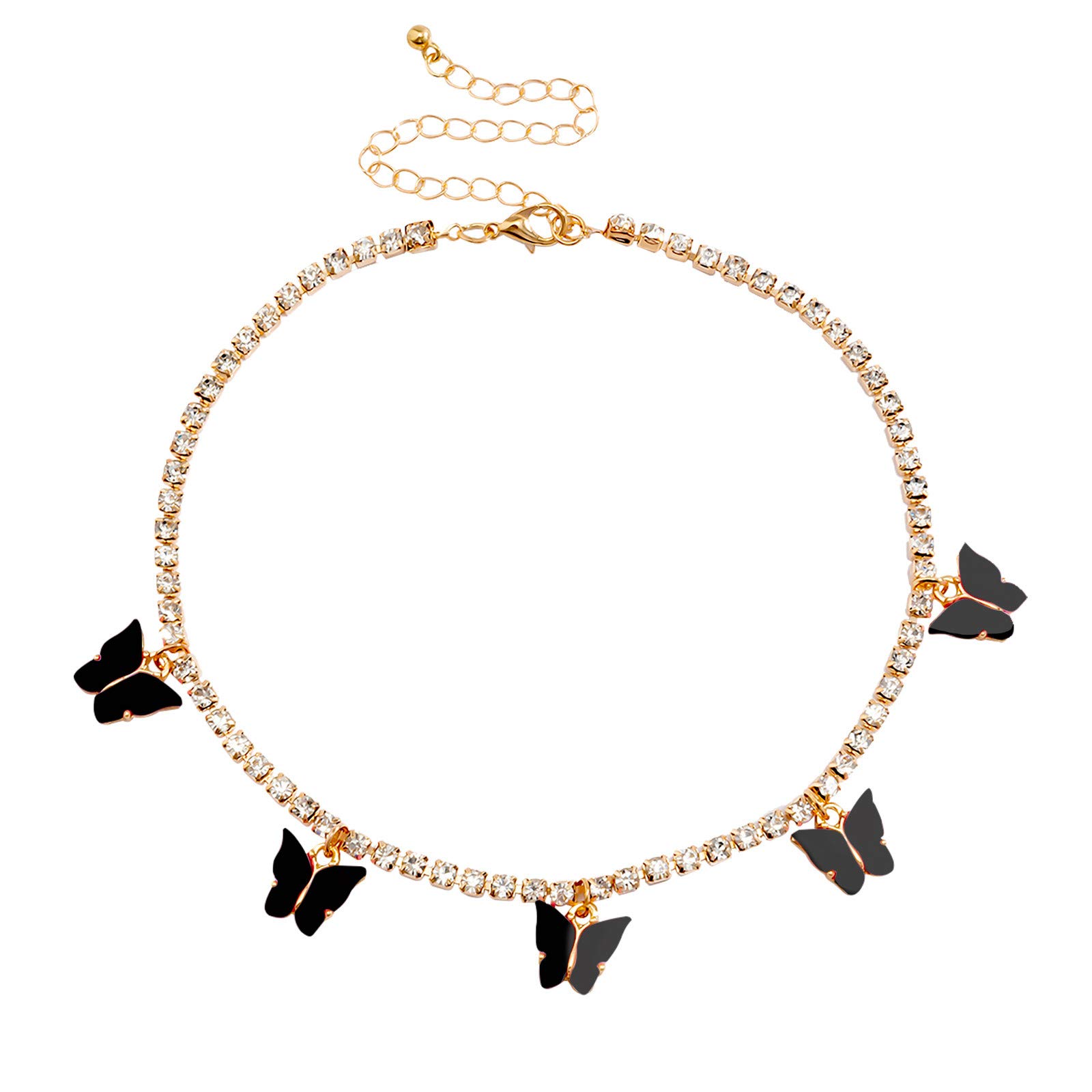 Elegant Butterfly Pendant Necklace for Women - Sparkling Rhinestone Clavicle Chain Jewelry (Gold, One Size) - Perfect for Date Nights, Weddings & Special Occasions