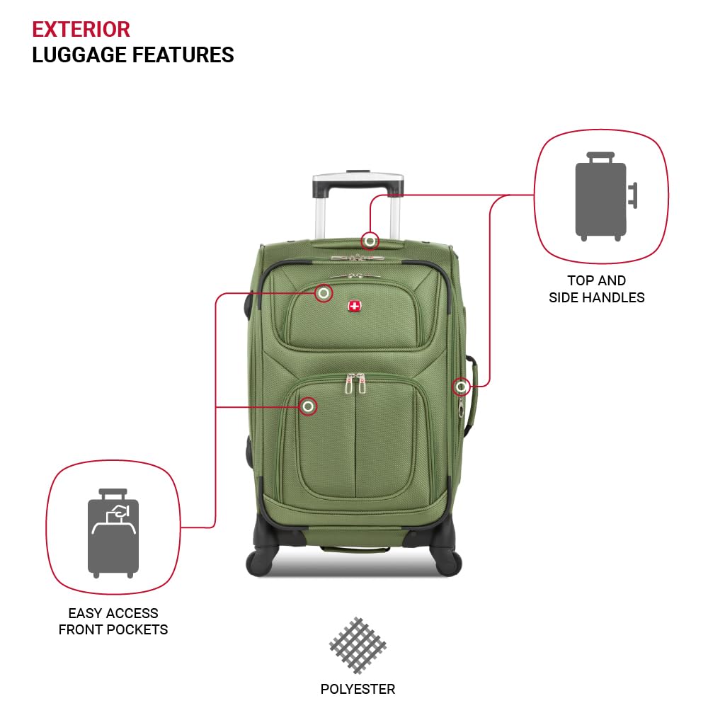 SwissGear Sion Softside Expandable Luggage Set - 3-Piece (21/25/29 Inch) Carry On Suitcase with Spinner Wheels, Lightweight Durable Travel Bag for Business Trips & Vacations | Perfect for Air Travel, Weekend Getaways & Family Holidays