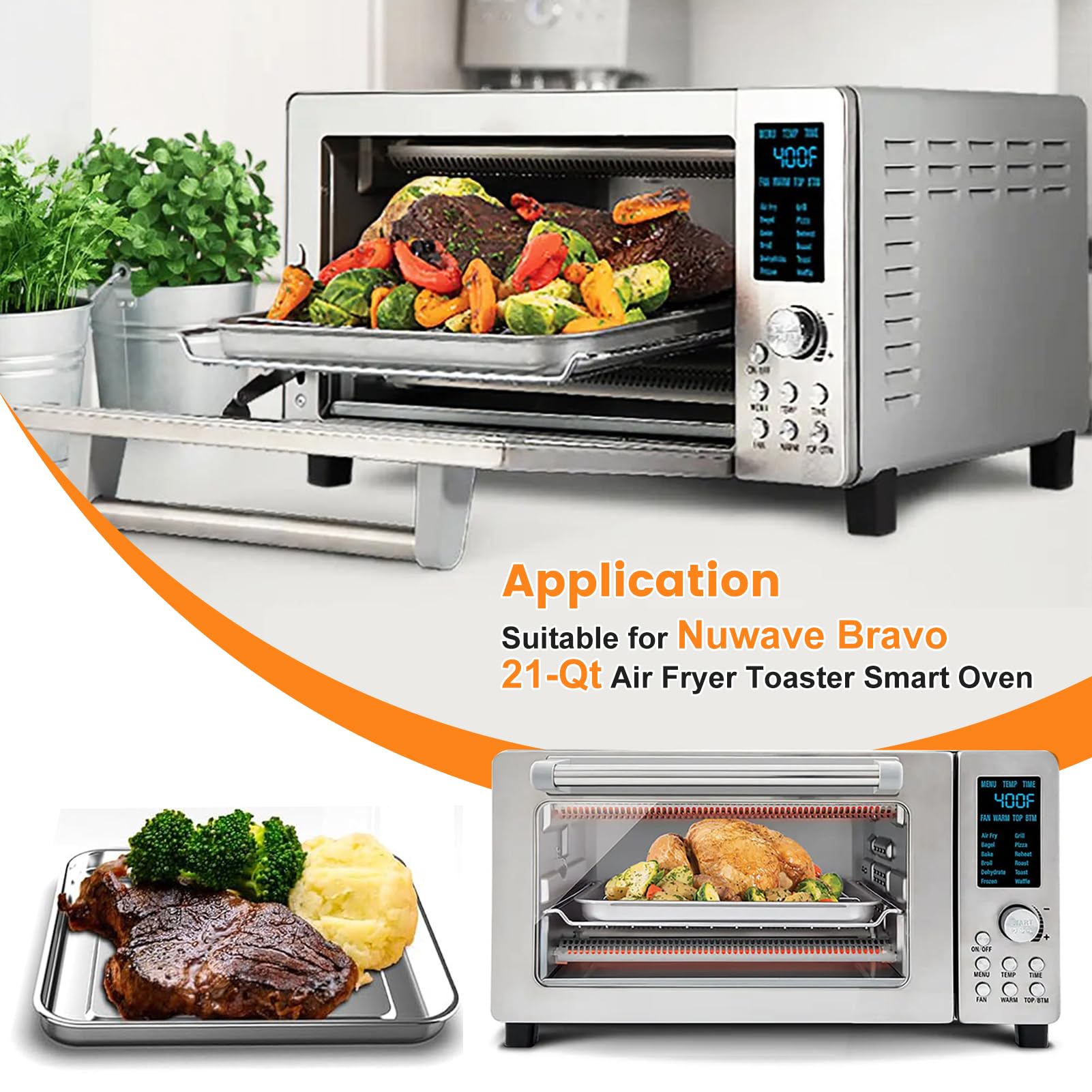 Non-Stick Air Fryer Baking Pan for Nuwave Bravo 12-in-1 21 Qt Air Fryer Toaster Oven - 11.2