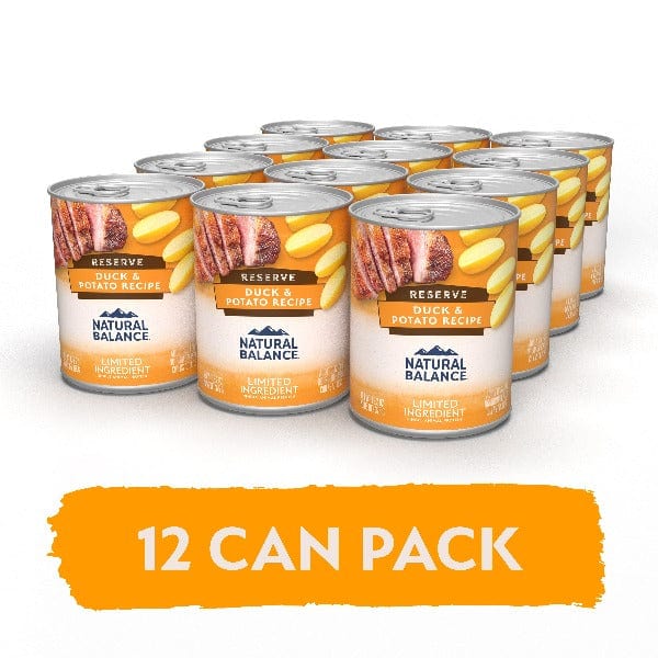 Natural Balance Reserve Limited Ingredient Duck & Potato Recipe Canned Dog Food - Grain-Free, Hypoallergenic Wet Food for Dogs with Sensitive Stomachs - Perfect for Meal Toppers & Digestive Support
