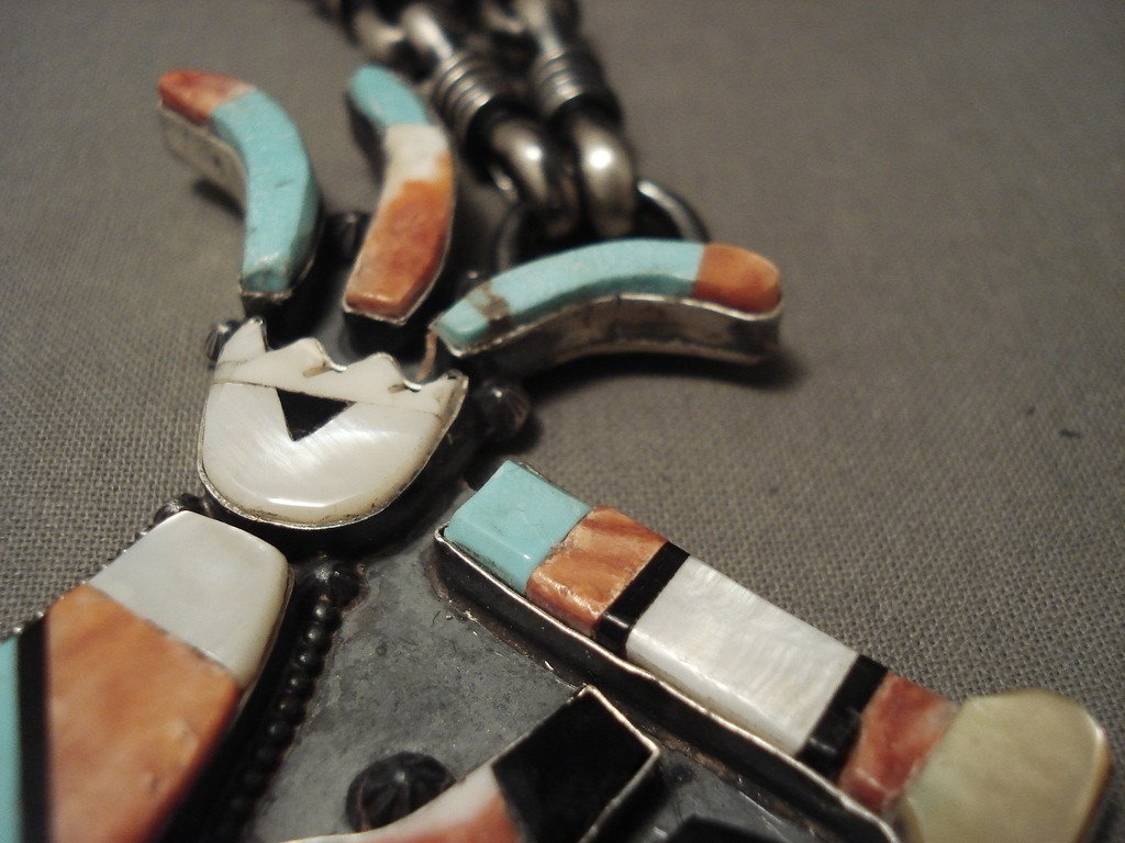 140 Gram Heavy Vintage Zuni Navajo Kachina Native American Silver Necklace - Authentic Tribal Jewelry for Women, Perfect for Boho Fashion, Cultural Events & Gift Giving