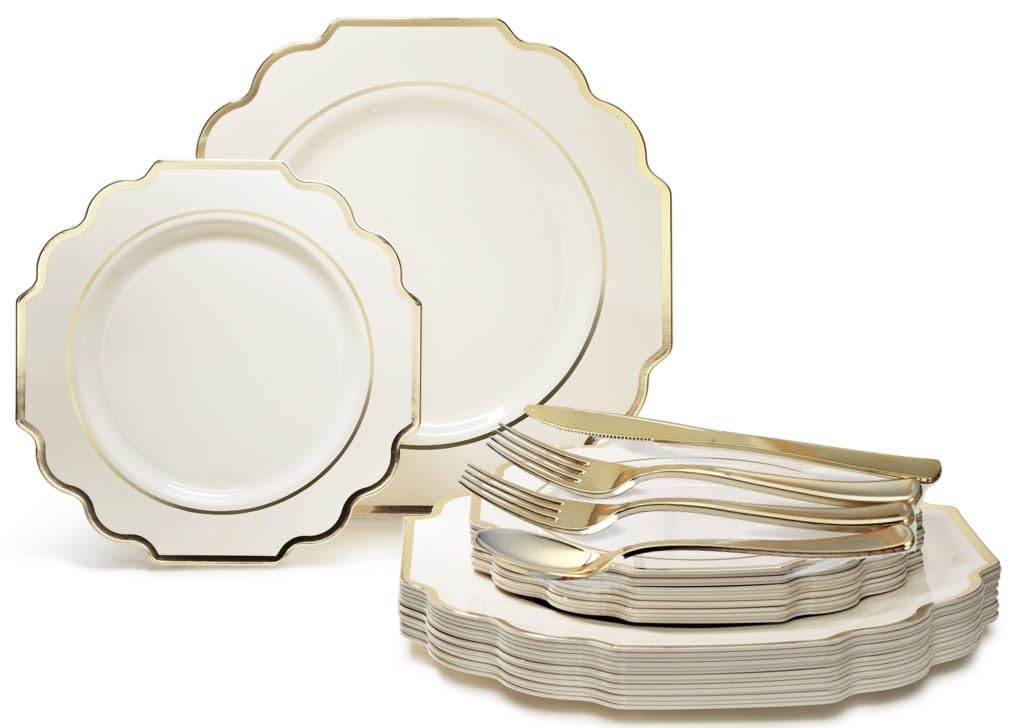 360-Piece Disposable Wedding Plate and Silverware Set (60 Guests) - 10.5