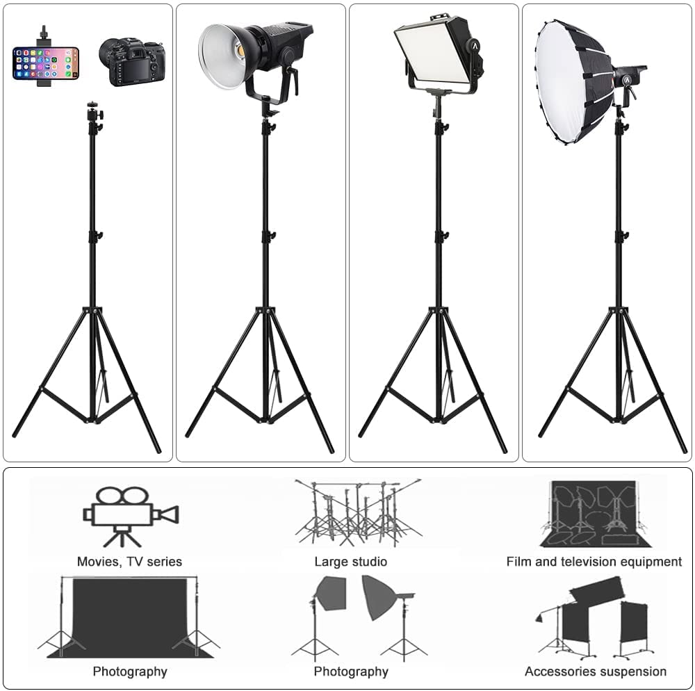 Heavy Duty 9.5ft Aluminum Alloy Light Stand with Spring Cushion - Adjustable Photography & Video Lighting Stand for Studio, Flash LED Lights, Ring Lights & Softboxes - Perfect for YouTube Videos, Portrait Photography and Live Streaming