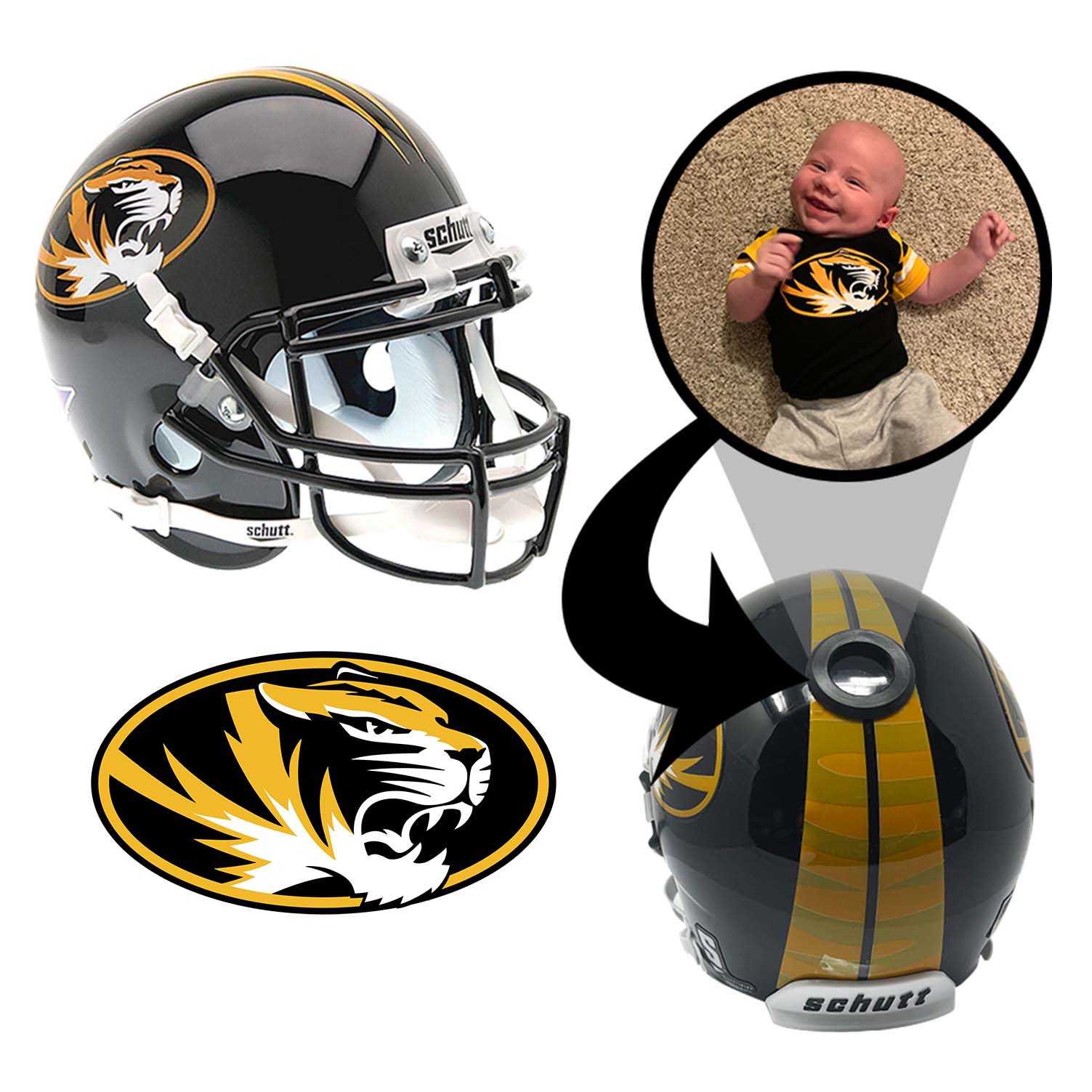 Missouri Tigers College Football Collectible Mini Helmet - Authentic NCAA Replica with Display Stand - Perfect for Game Day Decor, Sports Memorabilia Collection & Fan Gifts