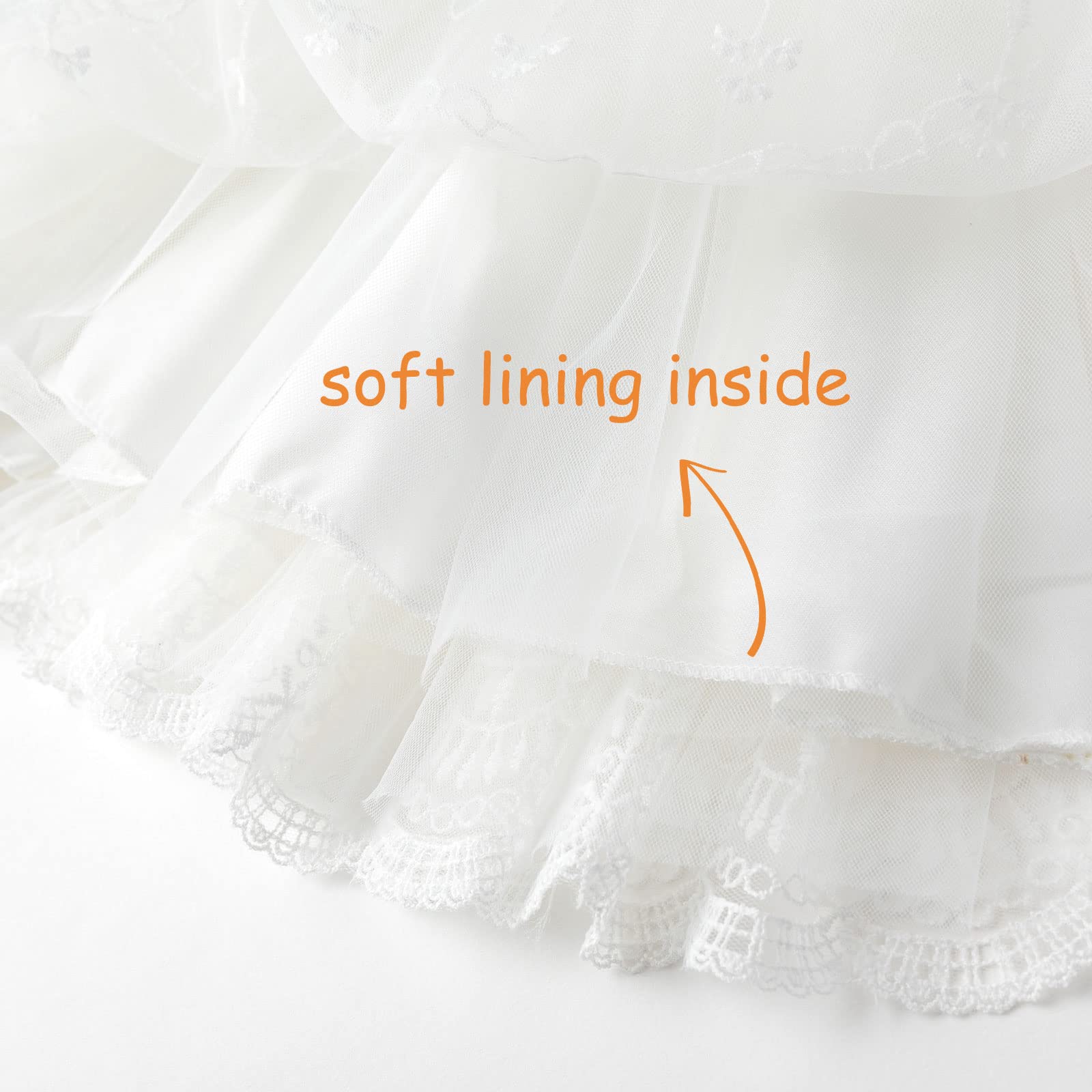 Curipeer Baby Girl White Christening Dress - Newborn Tulle Party Dress for Special Occasions, Baptism & First Birthday Celebrations