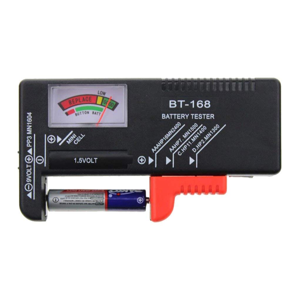PRUTHA® Universal Battery Tester - Check AA AAA C D 9V 1.5V Button Cell Batteries (BT-168) | Home, Office, Emergency Kits & Electronics Maintenance