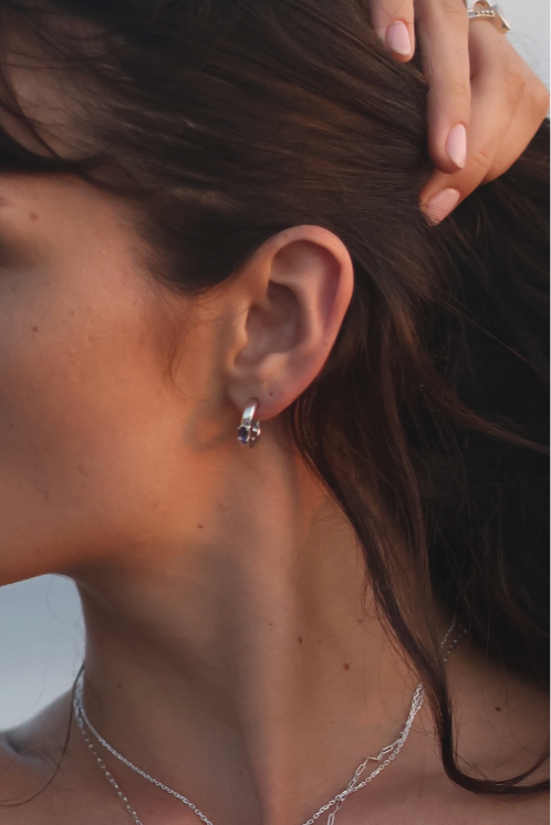 Elodie Apatite Gold Hoop Earrings for Women - Dainty Blue Gemstone Jewelry - Perfect for Everyday Wear, Office & Date Night