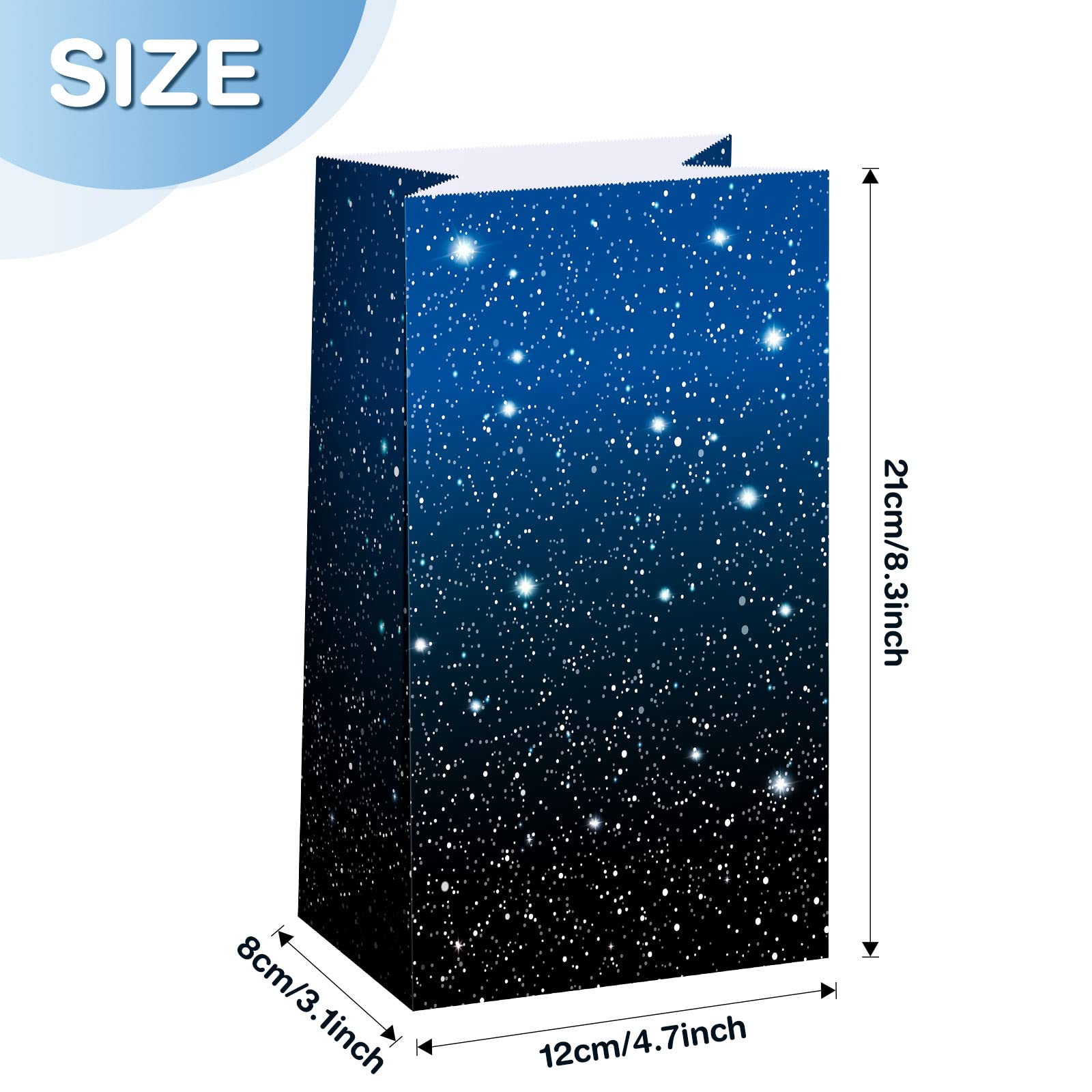 Marspark 28 Pcs Space Themed Party Favor Bags - Galaxy Starry Night Goodie Bags for Candy, Popcorn & Treats | Outer Space Birthday Decorations, Baby Shower & Cosmic Theme Party Supplies