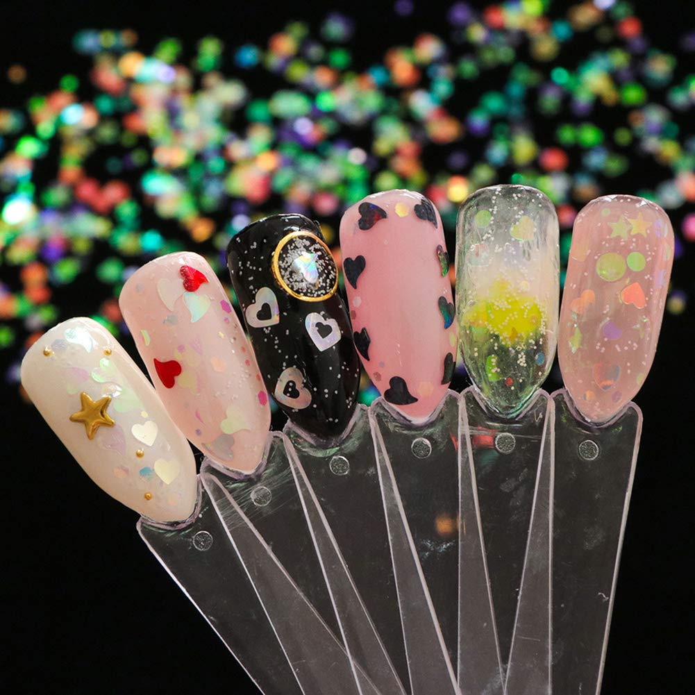 3D Mermaid Sequins Flakes - Iridescent DIY Glitter Stickers for Nail Art, Manicure & Makeup Decoration (12 Pots) | Perfect for Party Nails, Salon Designs & DIY Beauty Projects