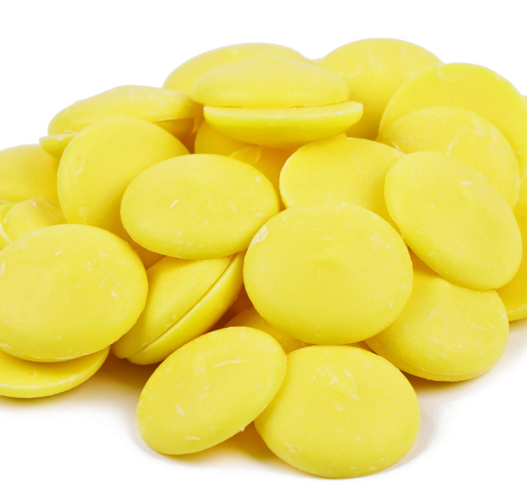 Merckens Colored Confectionery Wafers - Bulk 25 Lbs Yellow Baking Chocolate for Cake Decorating, Candy Making & Desserts