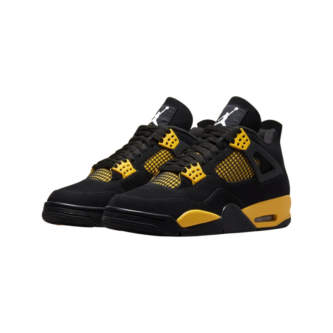 Air Jordan 4 Retro Thunder 2023 Sneakers - Black, White & Tour Yellow Basketball Shoes for Men | Perfect for Streetwear, Gym & Casual Outfits