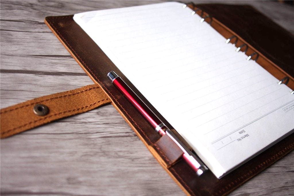 Premium Leather Custom Daily Planner Journal - Personalized Organizer for Work, School & Productivity - Perfect for Scheduling, Note Taking & Goal Setting