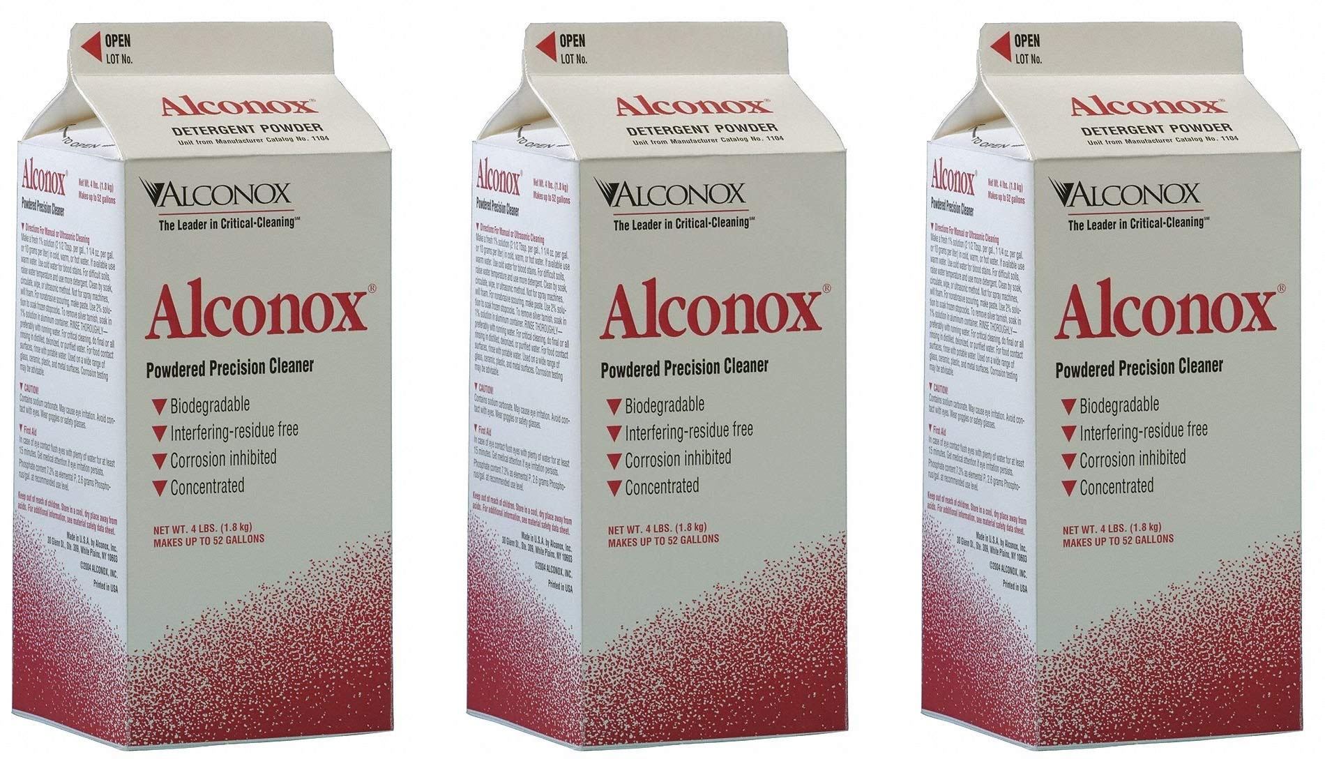 Alconox Detergent Cleaning Concentrate 4 lb (3-Pack) - Industrial Strength Lab & Medical Equipment Cleaner for Hospitals, Laboratories & Scientific Facilities