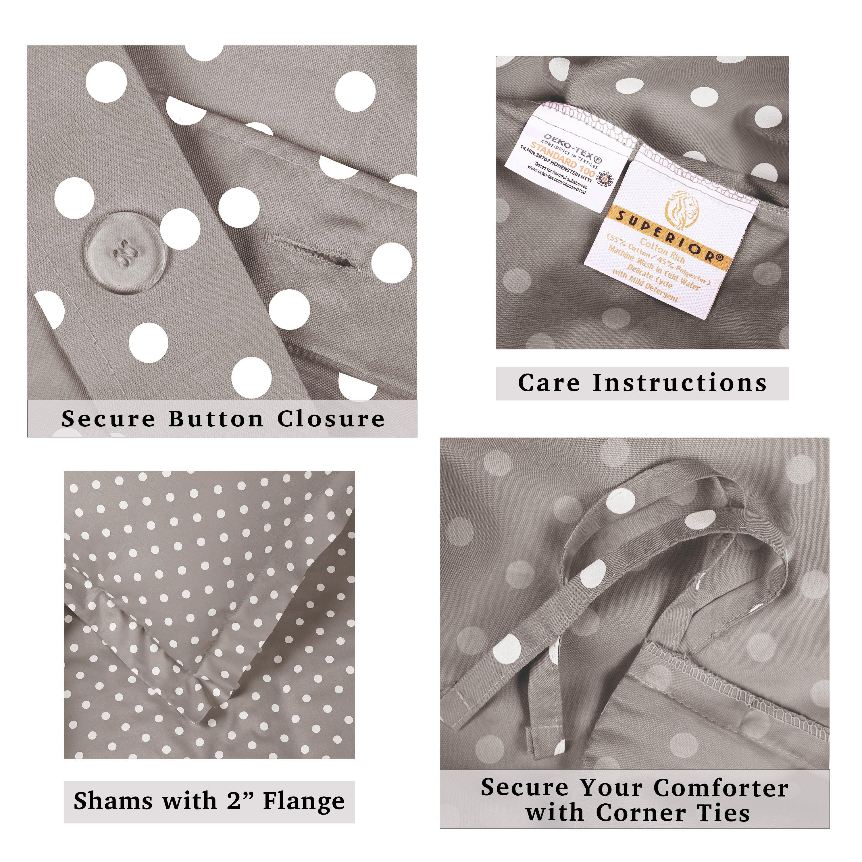 Premium 600 Thread Count Cotton Blend Polka Dot Duvet Cover Set - Soft & Breathable Bedding for Cozy Nights - Perfect for Master Bedroom, Guest Room & Dorm Decor