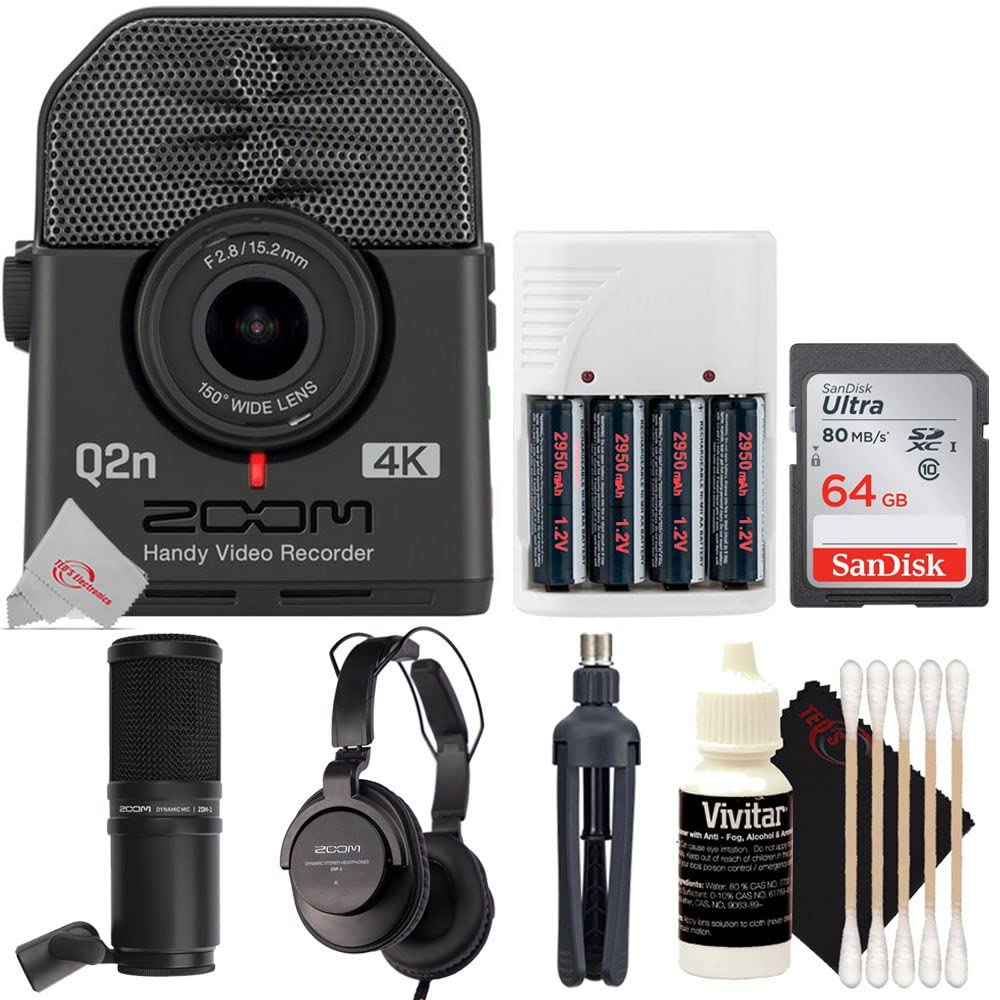 Zoom Q2n-4K Ultra HD Handy Video Recorder with ZDM-1 Podcast Mic Bundle - Professional 4K Video Recording for Vlogging, Live Streaming & Content Creation - Includes Complete Accessory Kit