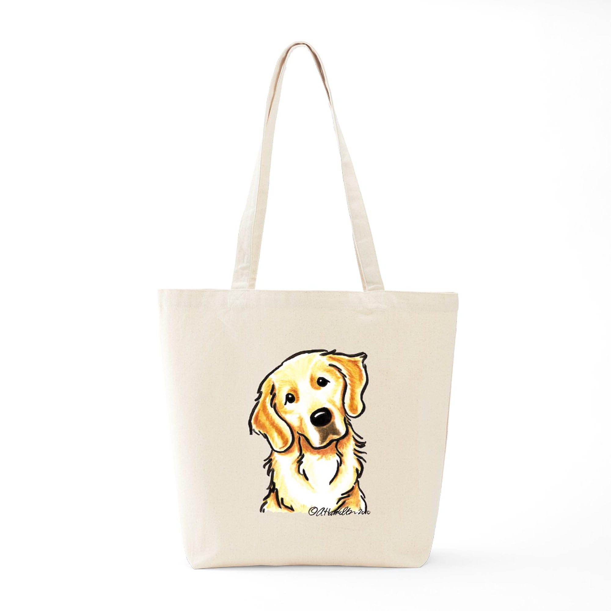 Golden Retriever Portrait Canvas Tote Bag - Eco-Friendly Reusable Shopping Bag for Groceries, Beach & Daily Use | Cute Dog Lover Gift