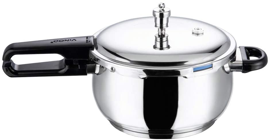 Vinod 5.5 Liter Splendid Plus Stainless Steel Pressure Cooker - Fast & Safe Cooking for Indian, Asian & American Cuisine | Perfect for Rice, Dal, Soups & Meat Dishes