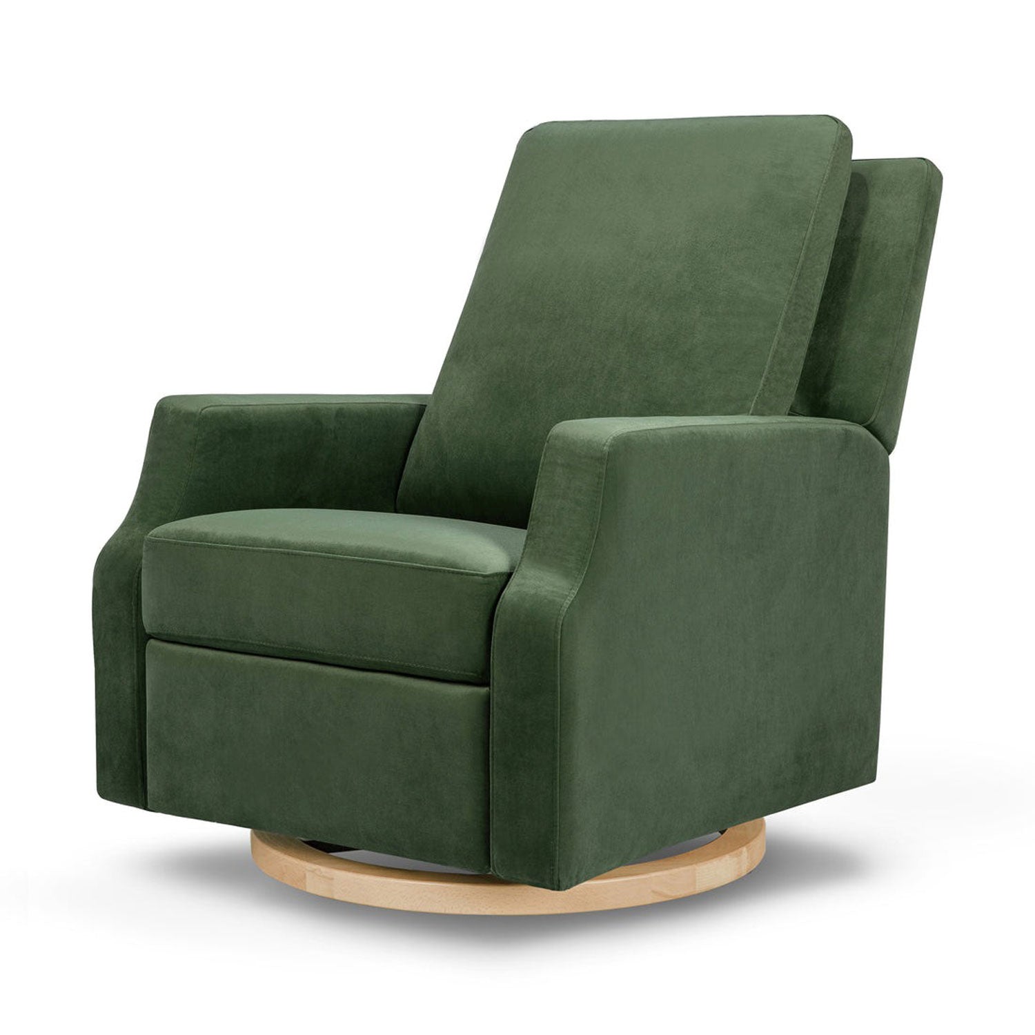 Forest Green Velvet with Light Wood Base