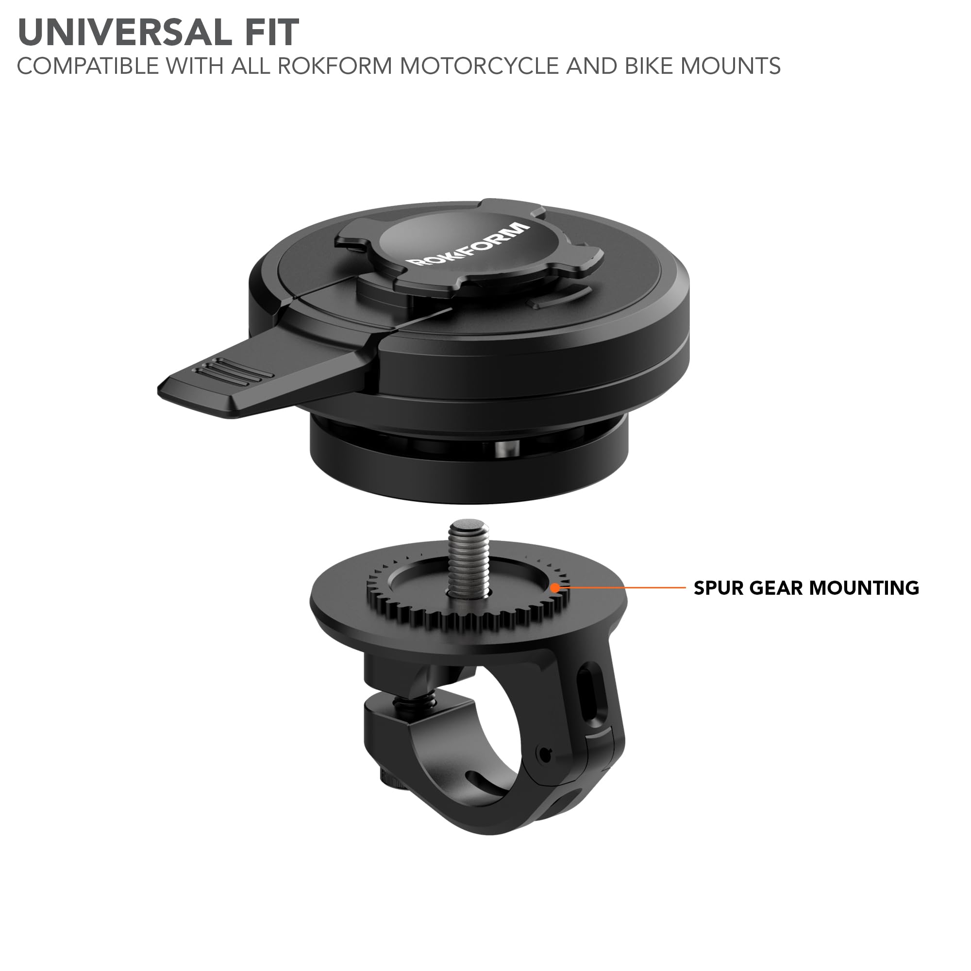 Rokform Universal Motorcycle Mount Vibration Dampener - Secure Phone Holder for iPhone, Samsung, & Pixel with Twist Lock Cases (Black) - Perfect for Motorcycle and Bike Rides