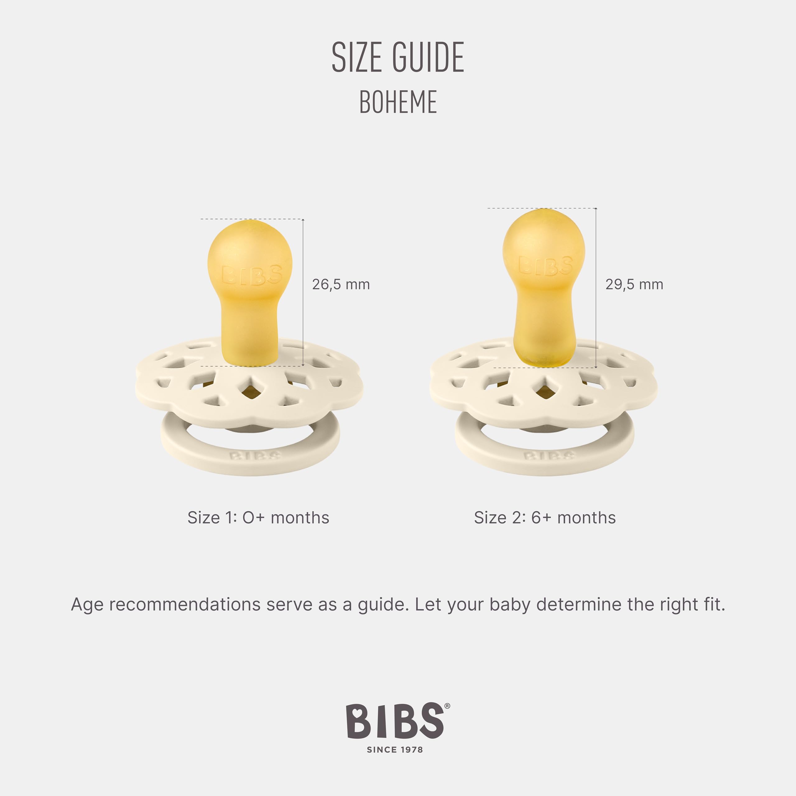 BIBS Boheme Pacifier 2-Pack - BPA Free Baby Soother for 0-6 Months (Ivory/Sage) - Perfect for Newborns, Daycare & Travel Essentials