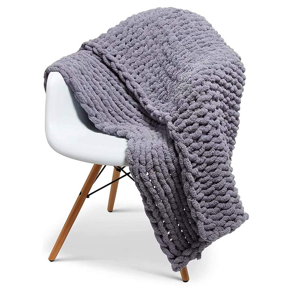 Handmade Chunky Knit Blanket - Soft Chenille Knitted Throw Blanket for Couch, Bed & Nursery - Oversized 200x200cm Cozy Blanket - Perfect for Home Decor, Pet Mat, Baby Blanket & Gift Giving