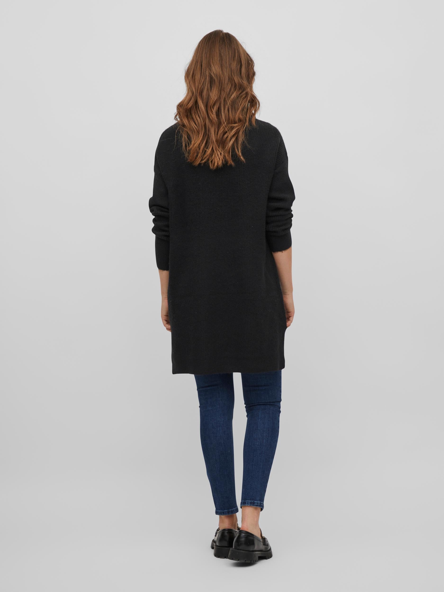 CILLA Women's Black Roll Neck Knit Tunic Top - Soft Stretch Casual Long Sleeve Shirt for Work, Office & Everyday Wear