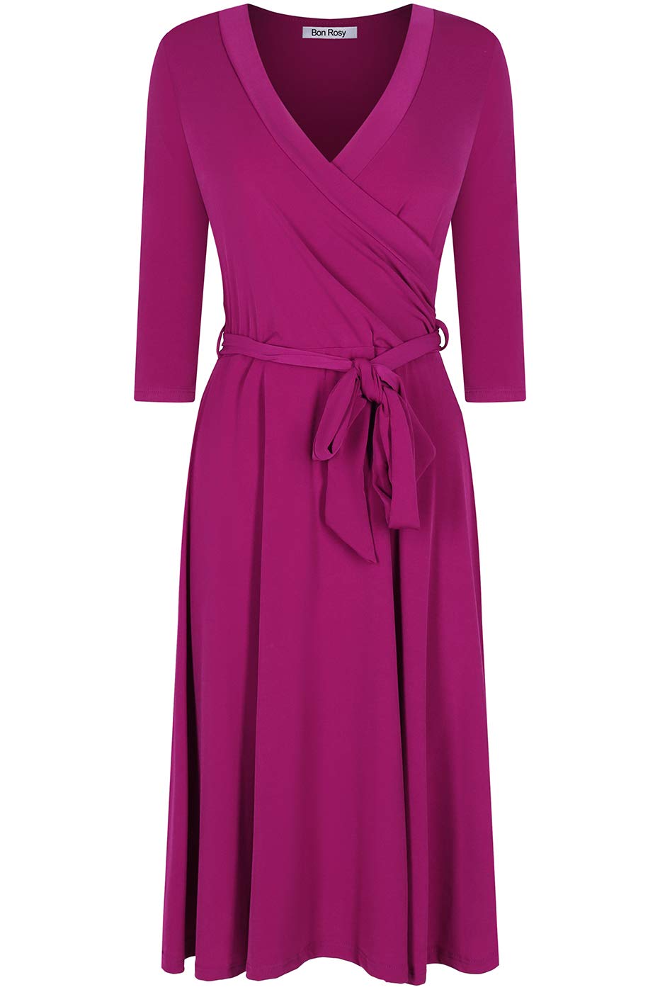 Elegant Women's 3/4 Sleeve V-Neck Midi Dress for Wedding, Bridal Shower & Summer Parties - Knee Length Casual Flowy Dress for Spring Occasions | Perfect for Garden Weddings, Baby Showers & Cocktail Events